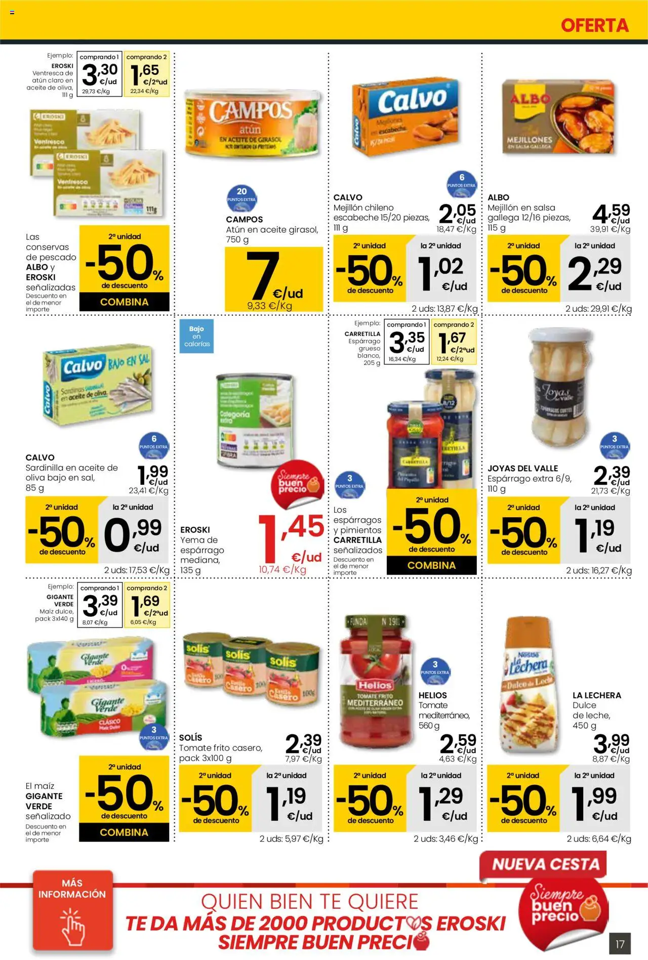 Eroski - Para conquistarte Center │ válido desde el 14.08.2025 | Página: 17 | Productos: Aceite, Νερό καρύδας, Té, Atún claro