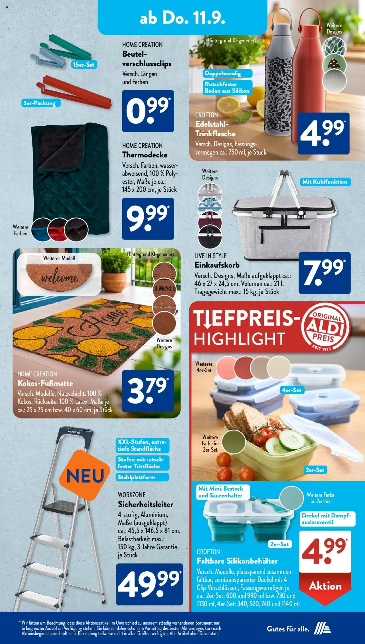 Aldi Süd Prospekt 	 - gültig ab dem 08.09.2025 | Seite: 10 | Produkte: Wasser, Bekleidung, Home creation
