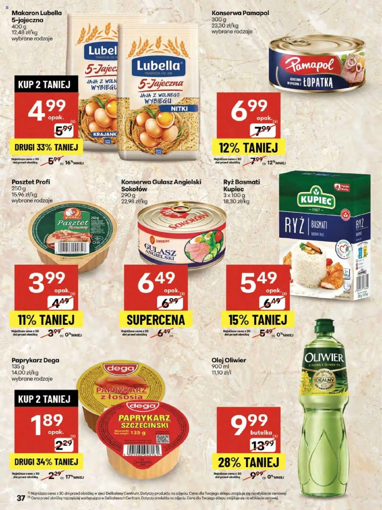 Delikatesy Centrum Gazetka od 07.08.2025 | Strona: 37 | Produkty: Paprykarz, Gulasz angielski, Olej, Makaron
