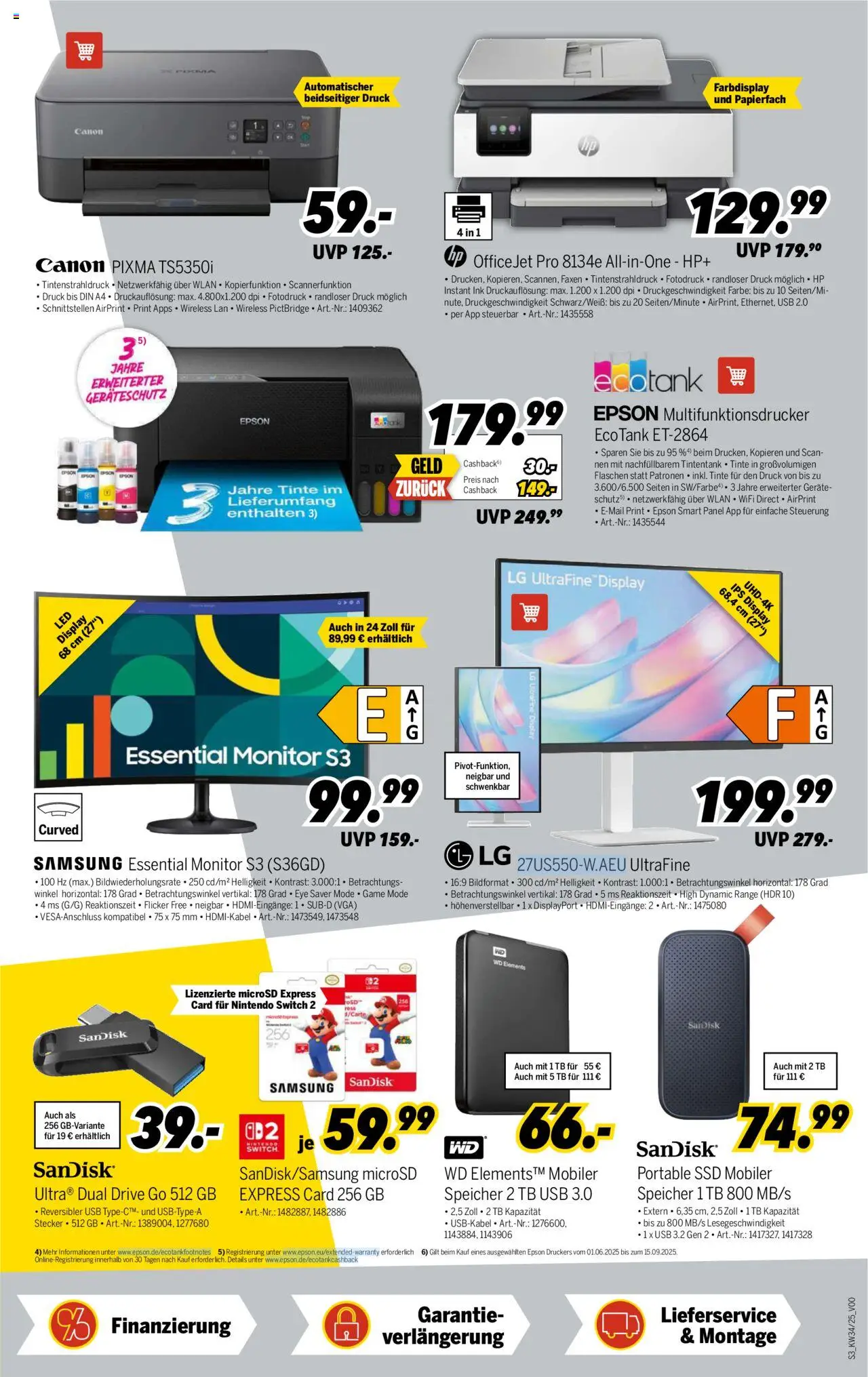 Medimax Prospekt 	 - gültig ab dem 16.08.2025 | Seite: 3 | Produkte: HP, Epson, LG, USB