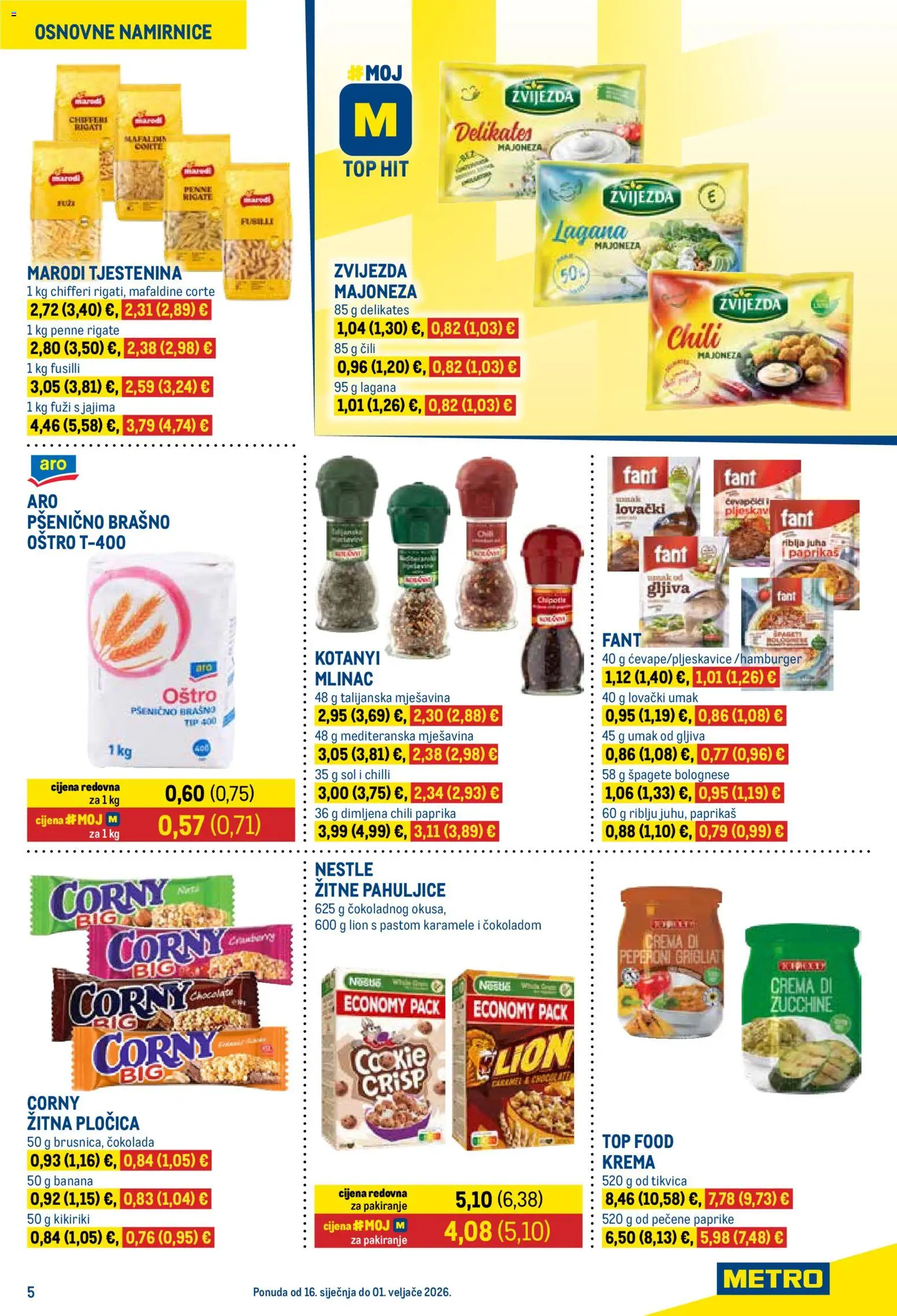 Metro katalog | vrijedi od 16.01.2026 | Stranica: 5 | Proizvodi: Tjestenina, Pahuljice, Brašno, Juha