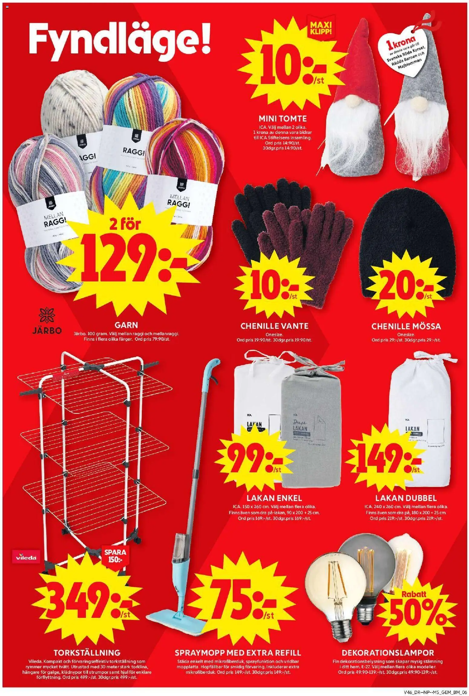 ICA Maxi reklamblad aktuell från 10.11.2025 | Sida: 8 | Produkter: Gem, Lakan, Mössa, Klädnypor