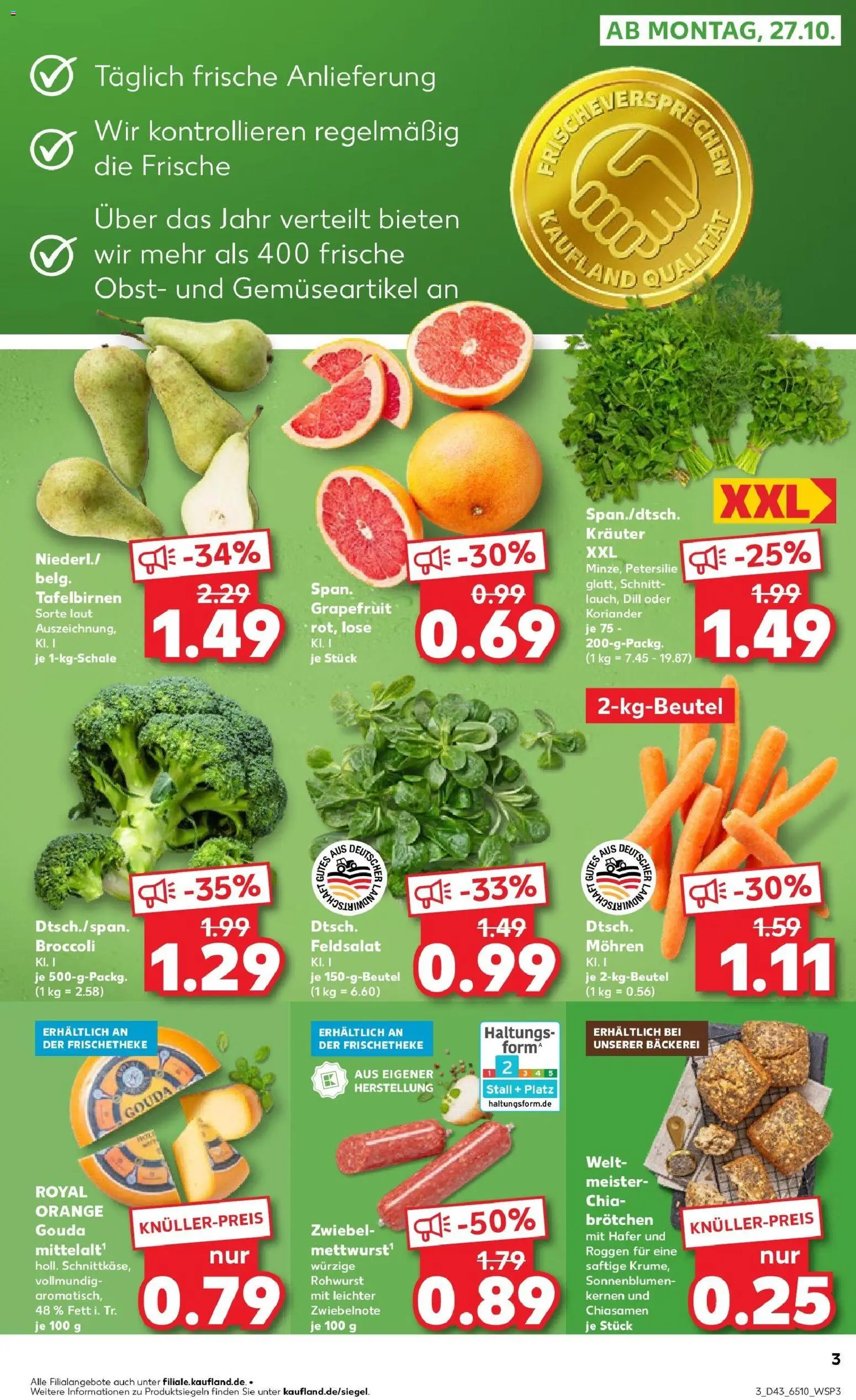 Kaufland prospekt Beckum	 – gültig ab 27.10.2025 | Seite: 3 | Produkte: Bäckerei, Gouda, Mohren, Petersilie