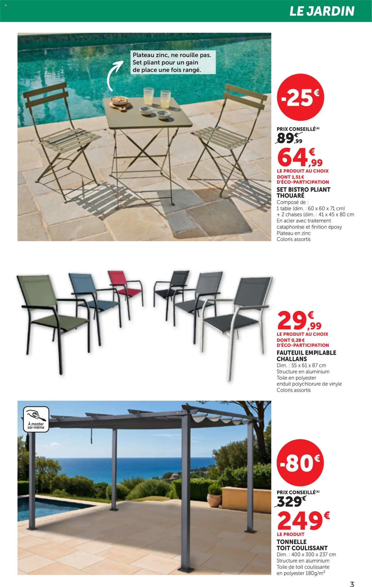 {H1} | Page: 3 | Produits: Plateau, Tonnelle, Fauteuil, Table