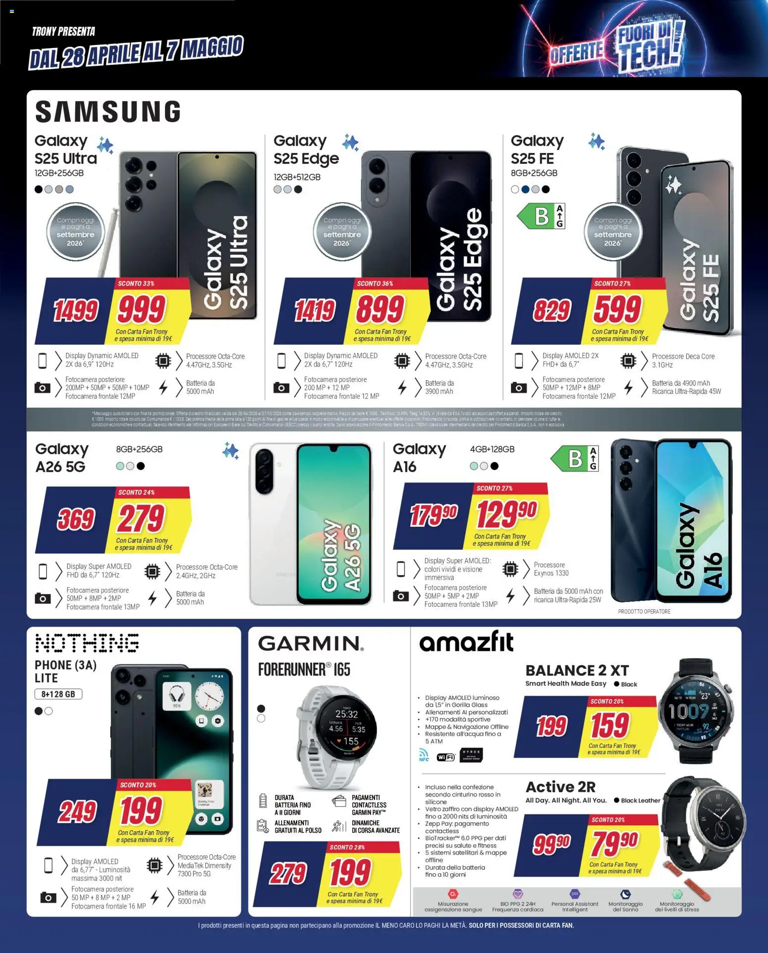 Volantino Trony del 28.04.2026 | Pagina: 27 | Prodotti: Samsung Galaxy, Fan, Navigazione, Samsung
