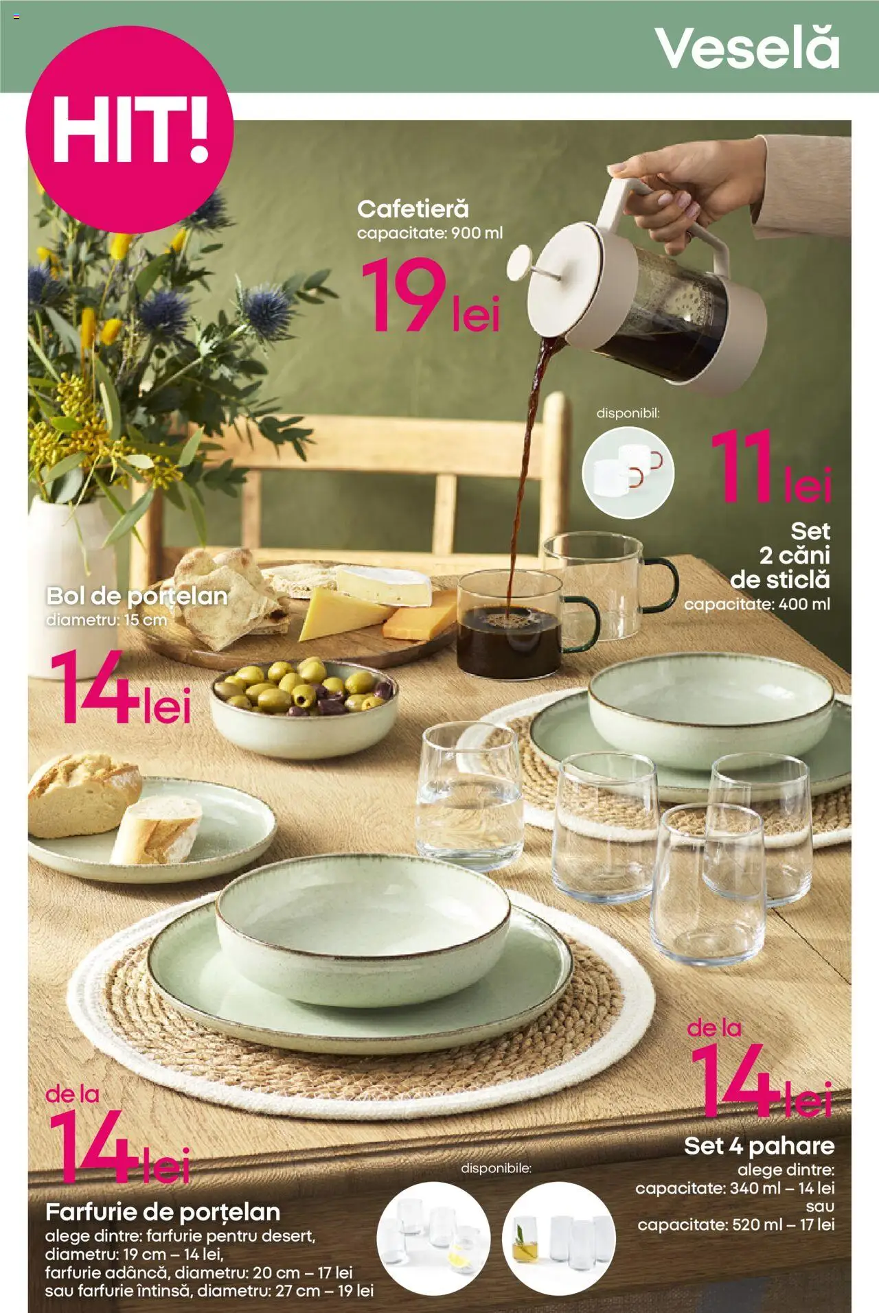 Noul catalog Pepco – valabil de la 18.09.2025 | Pagină: 12 | Produse: Pahare, Cafetieră, Bol, Farfurie
