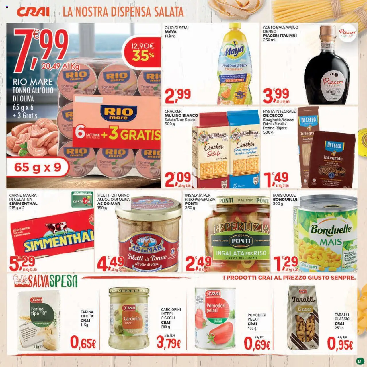 Volantino CRAI del 07.08.2025 | Pagina: 13 | Prodotti: Olio, Pomodori, Tonno, Aceto