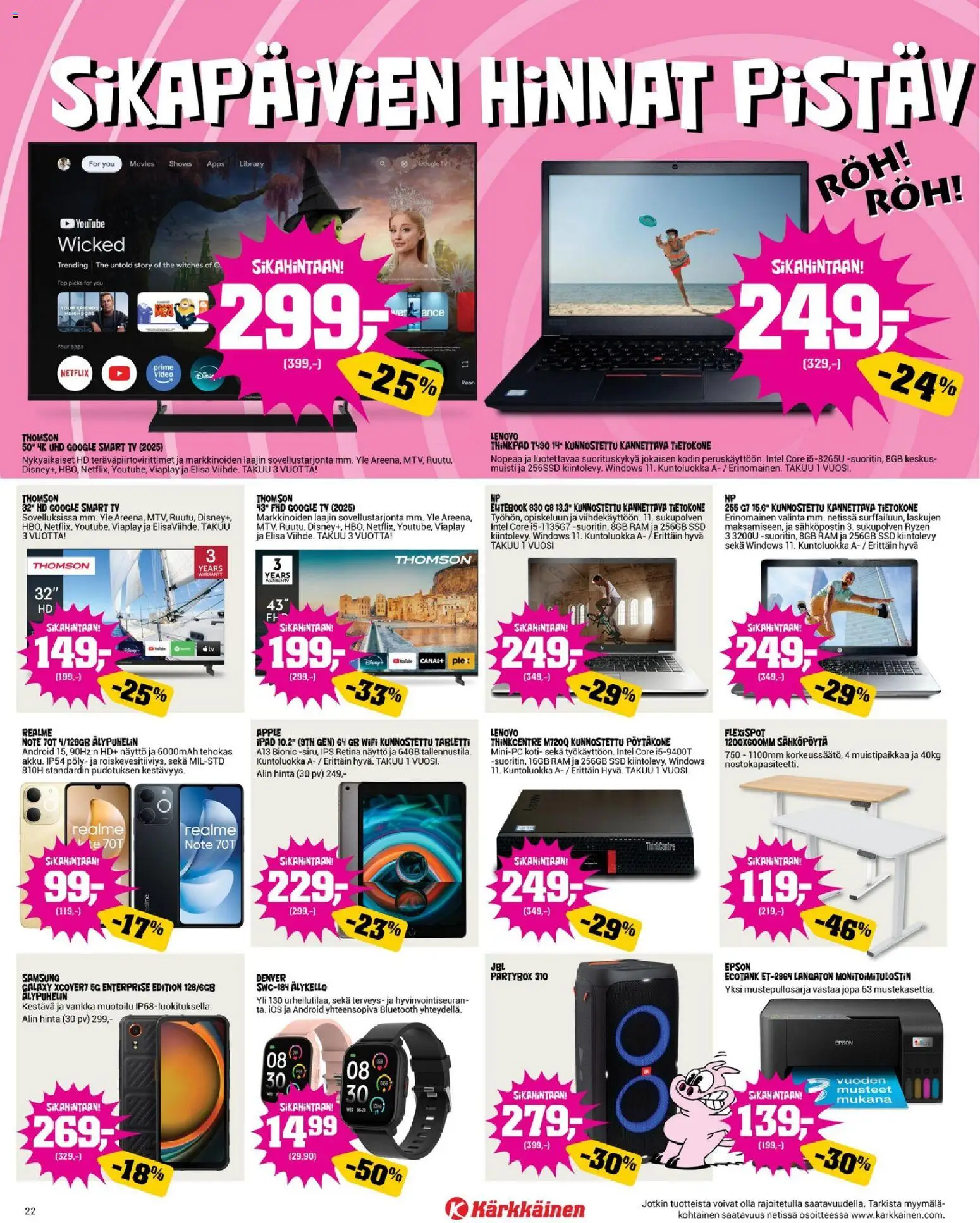 Kärkkäinen tarjoukset – voimassa 08.04.2026 alkaen | Sivu: 22 | Tuotteet: Monitoimitulostin, Älypuhelin, TV, Video
