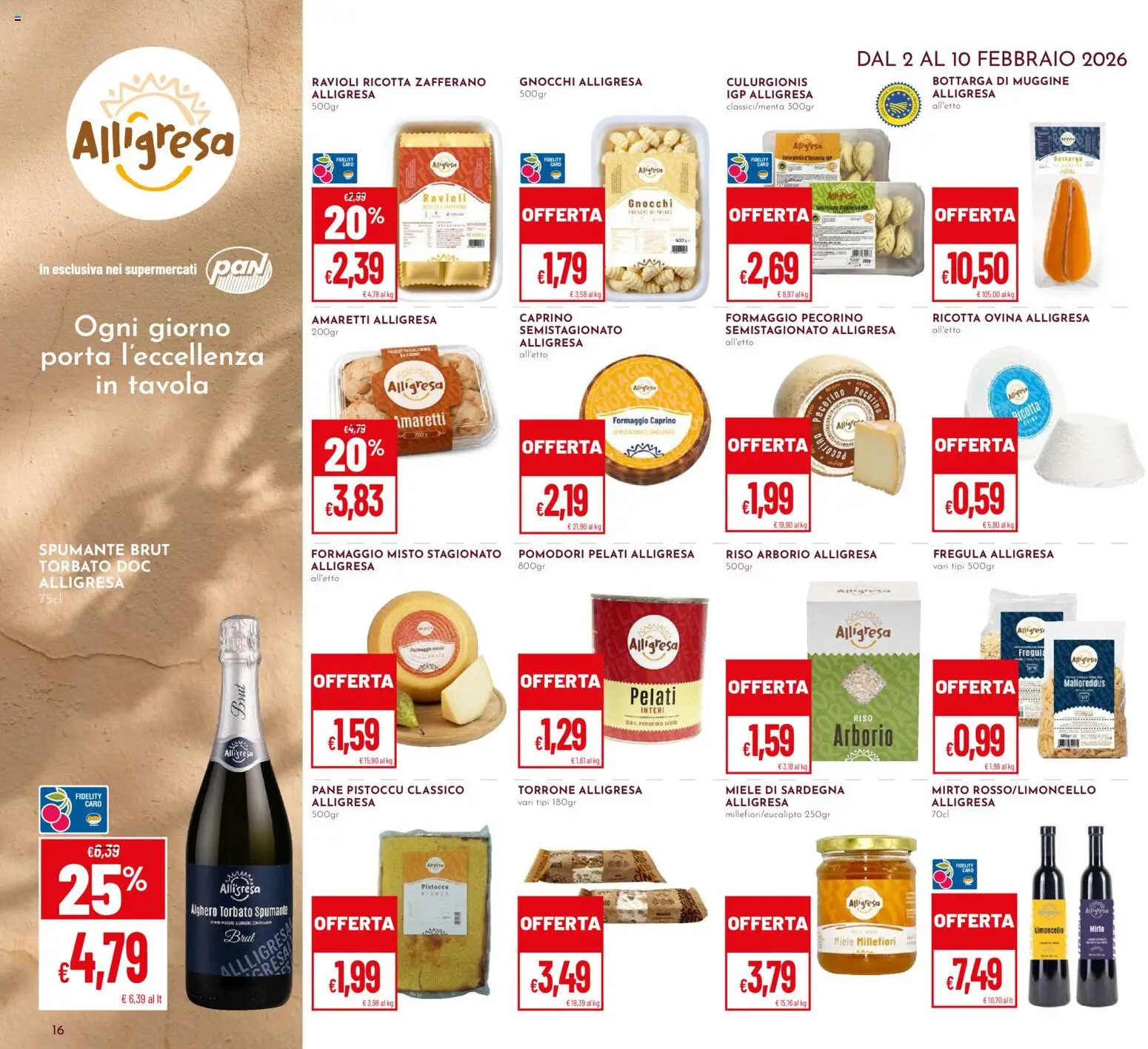 Volantino Pan del 02.02.2026 | Pagina: 16 | Prodotti: Pane, Pomodori, Spumante, Pecorino