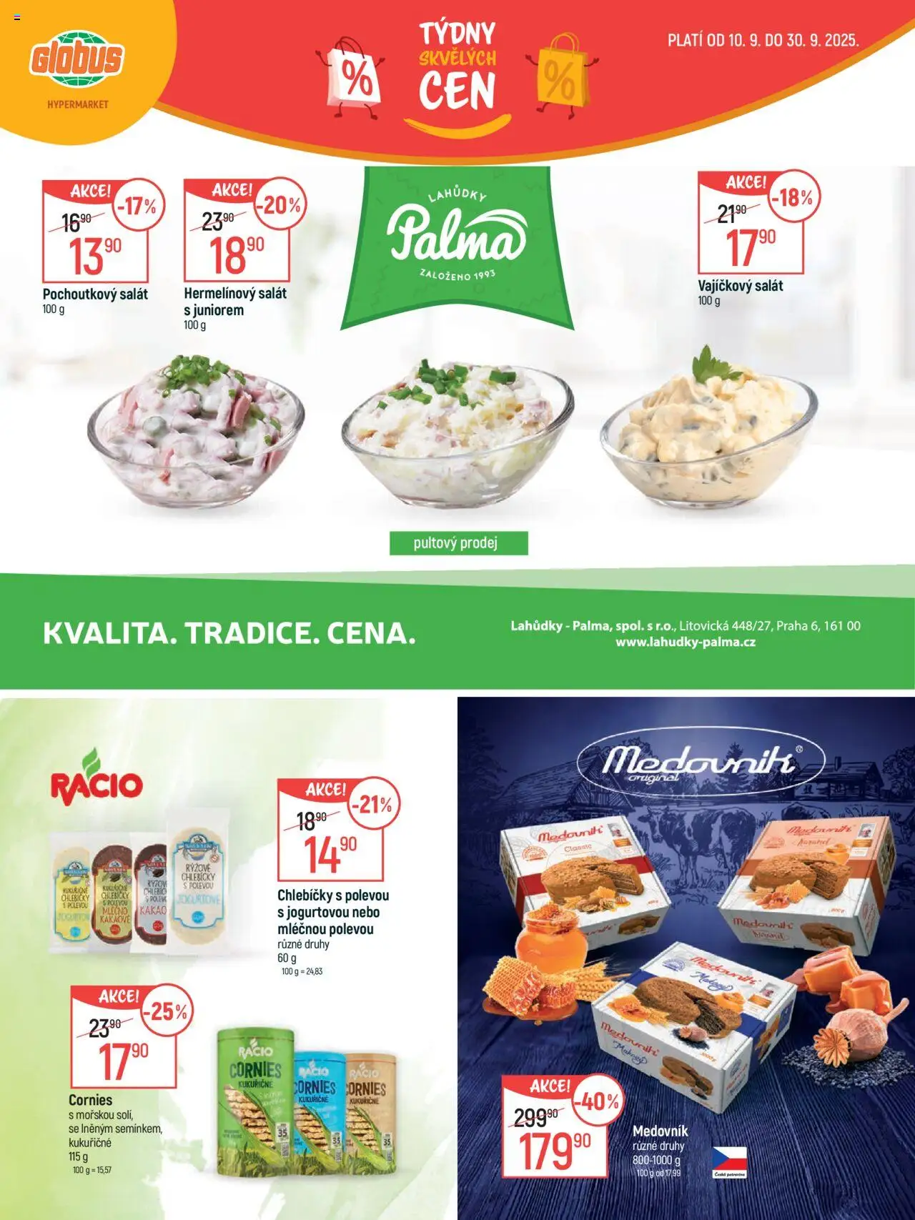 Globus leták - Praha Černý Most od 10.09.2025 | Strana: 7 | Produkty: Globus, Salát, Medovník, Kakao
