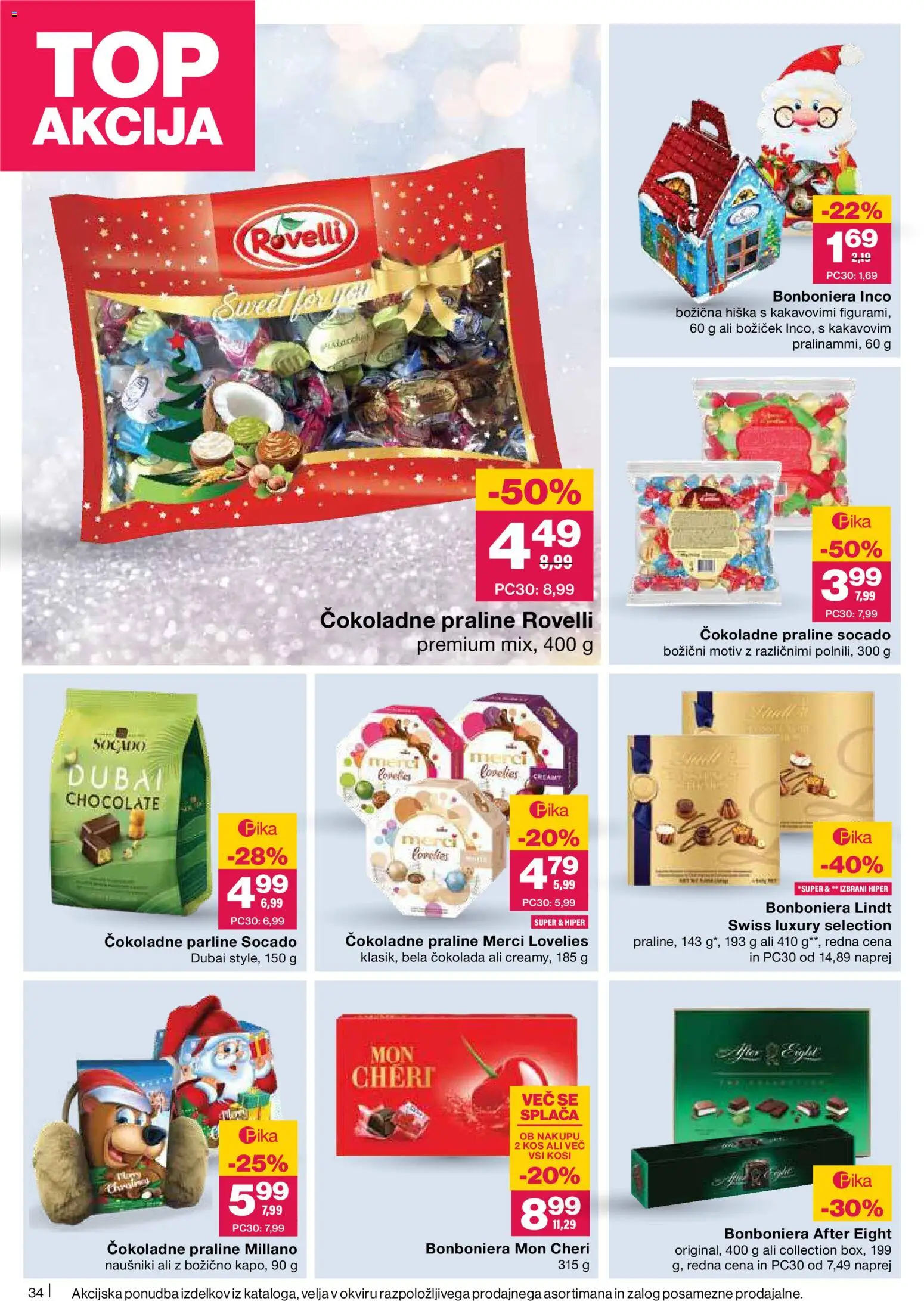 Novi Mercator katalog ponudbe – veljaven od 20.11.2025 | Stran: 34 | Izdelki: Kos, Bonboniera, Cokolada, Naušniki