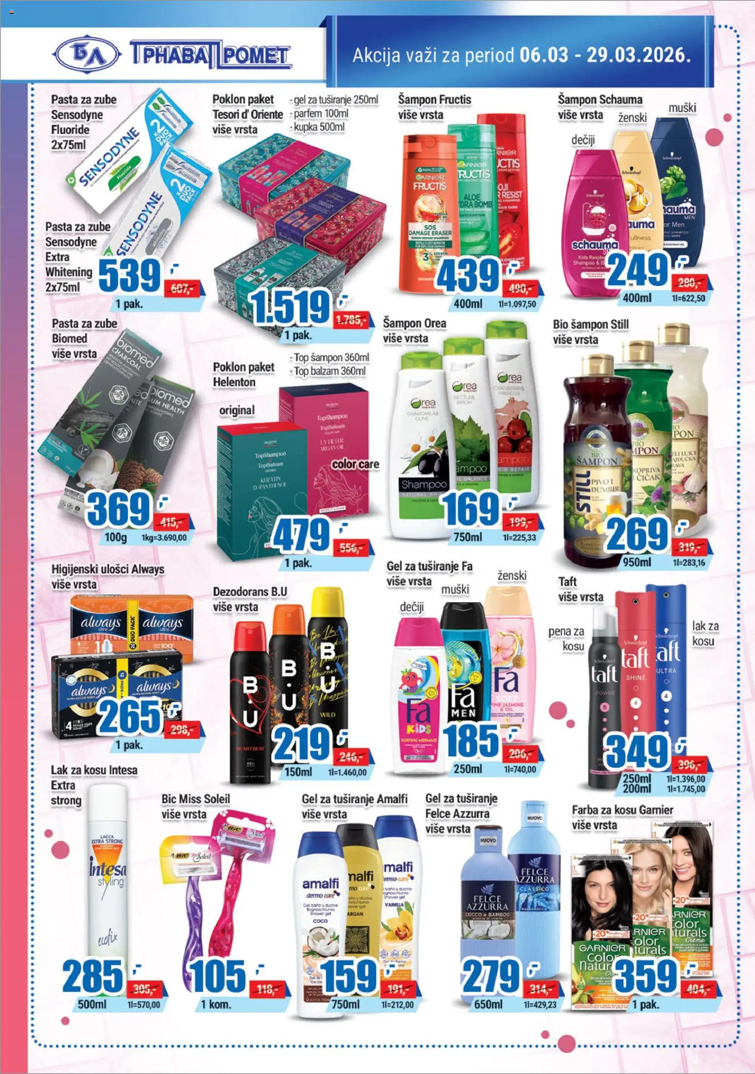 Trnava Promet katalog - važi od 06.03.2026 | Strana: 20 | Proizvode: Higijenski ulošci, Parfem, Balzam, Pivo