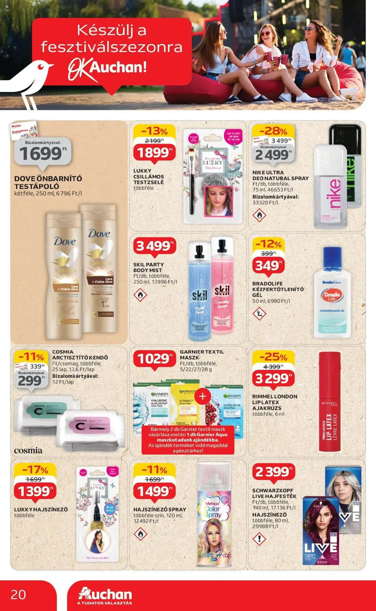 Auchan akciós ujság - amely érvényes a következő dátumtól: 12.06.2025 | Oldal: 20 | Termékek: Kendő, Hajszínező, Arctisztító kendő, Vitamin c