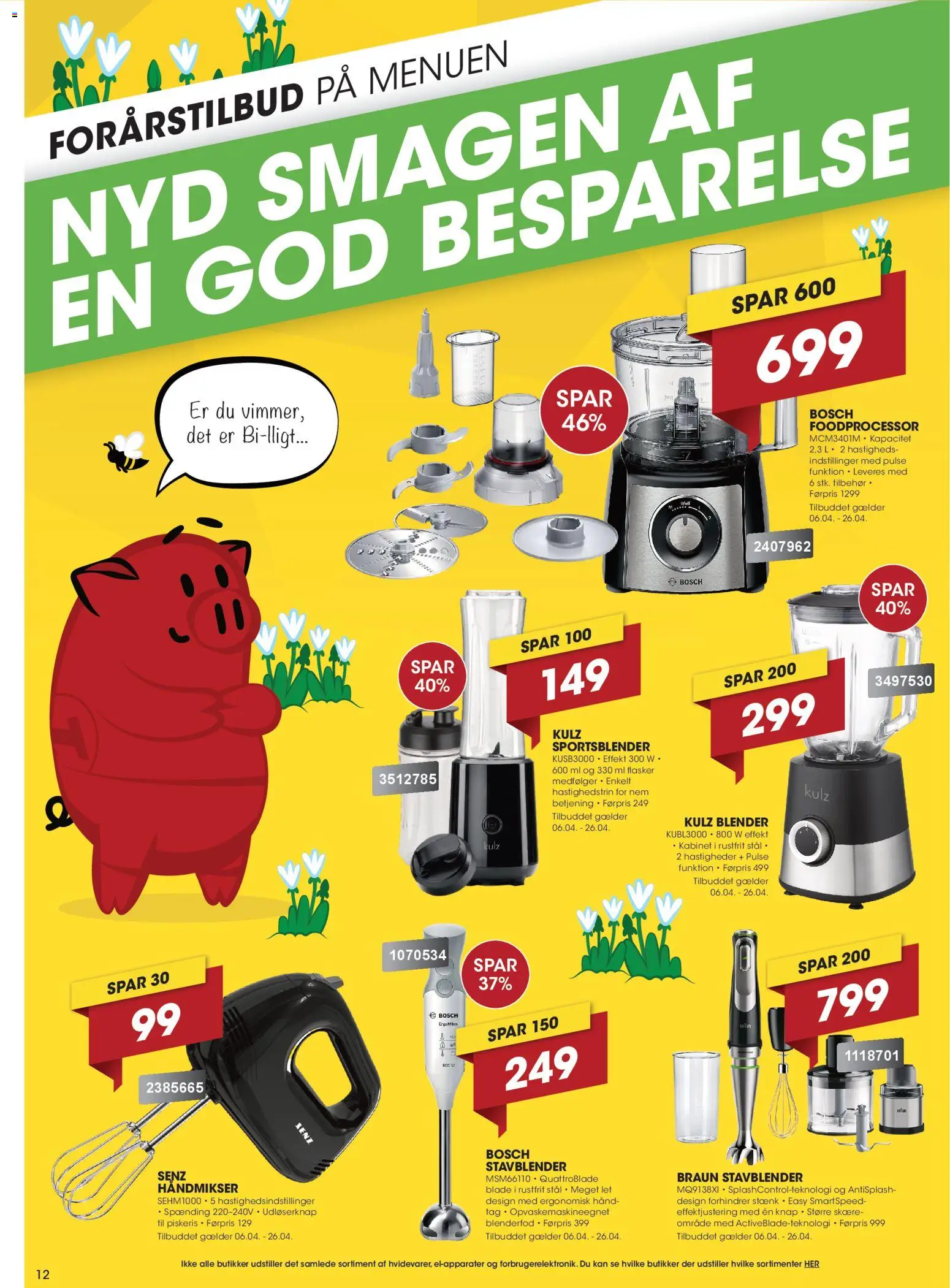 Punkt1 tilbudsavis – gyldig fra 06.04.2026 | Side: 12 | Produkter: Foodprocessor, Piskeris