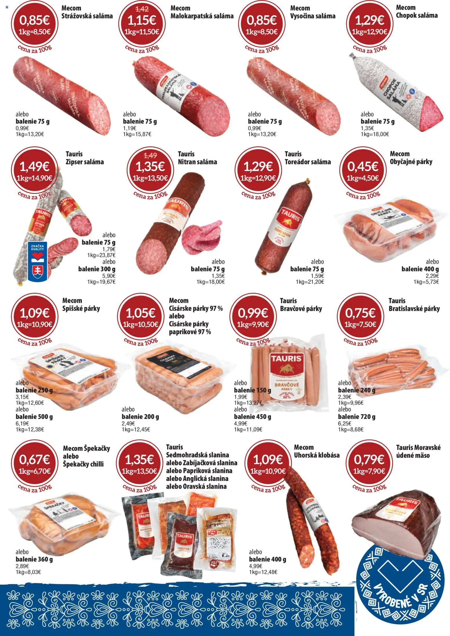 Nové Nitrazdroj akcie – leták je platný od 06.11.2025 | Strana: 3 | Produkty: Slanina, Klobása, Chilli, Párky