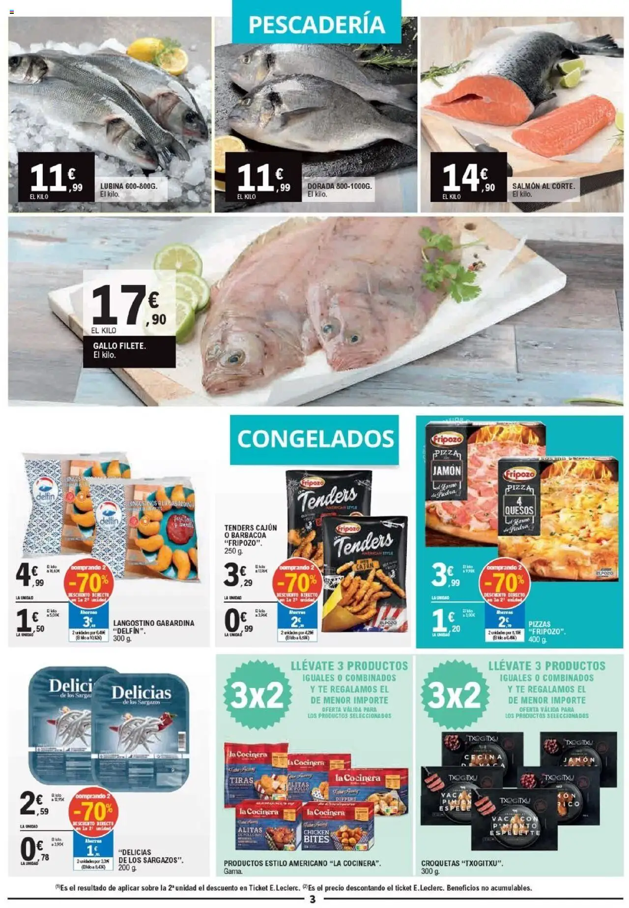 E.Leclerc folleto │ válido desde el 20.08.2025 | Página: 3 | Productos: Jamón, Pizza, Κάδος απορρυμάτων, Té