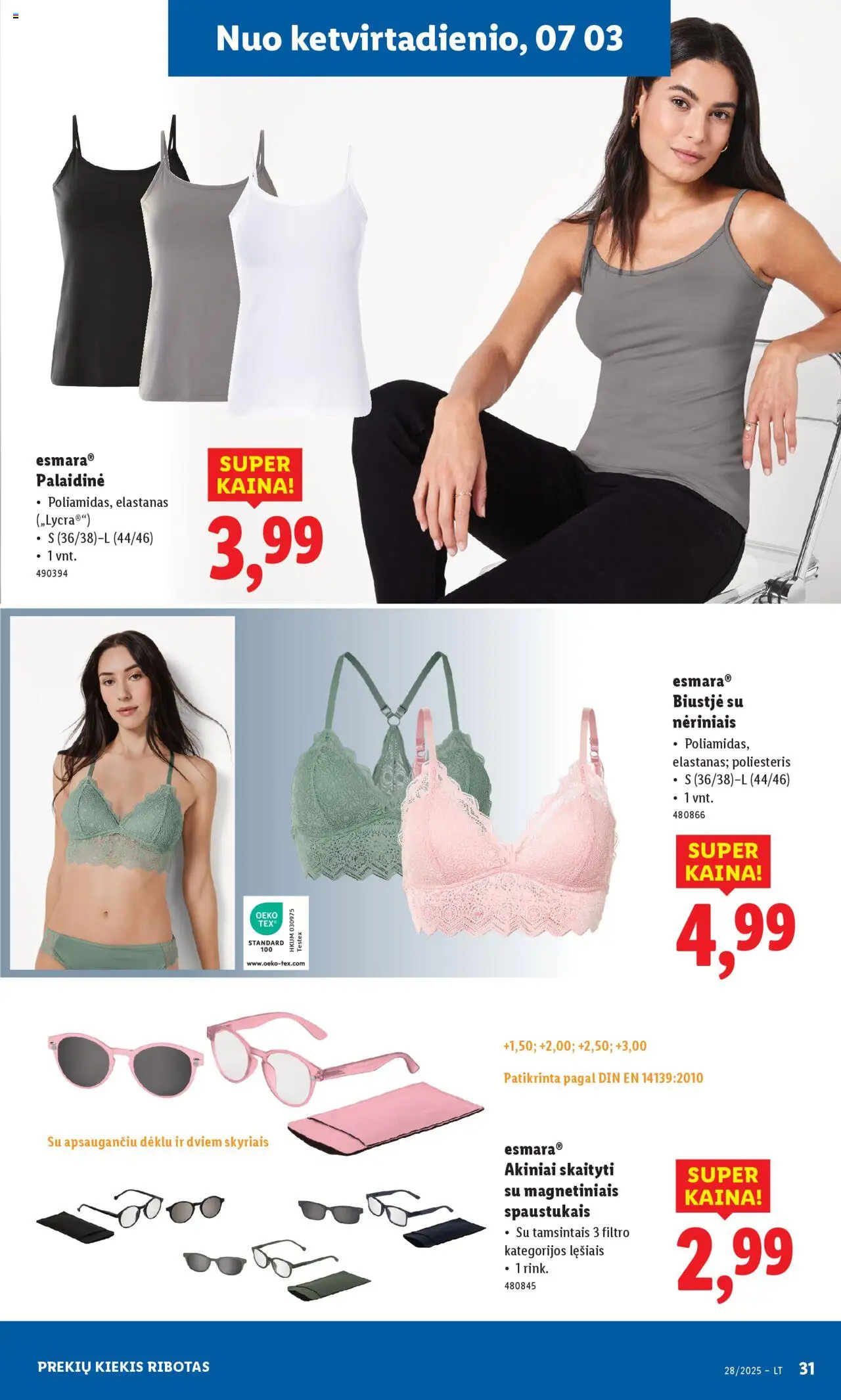 LIDL leidinys - Ne maisto prekių pasiūlymai│galioja nuo 30.06.2025 | Puslapis: 31 | Prekių: Palaidinė, Akiniai
