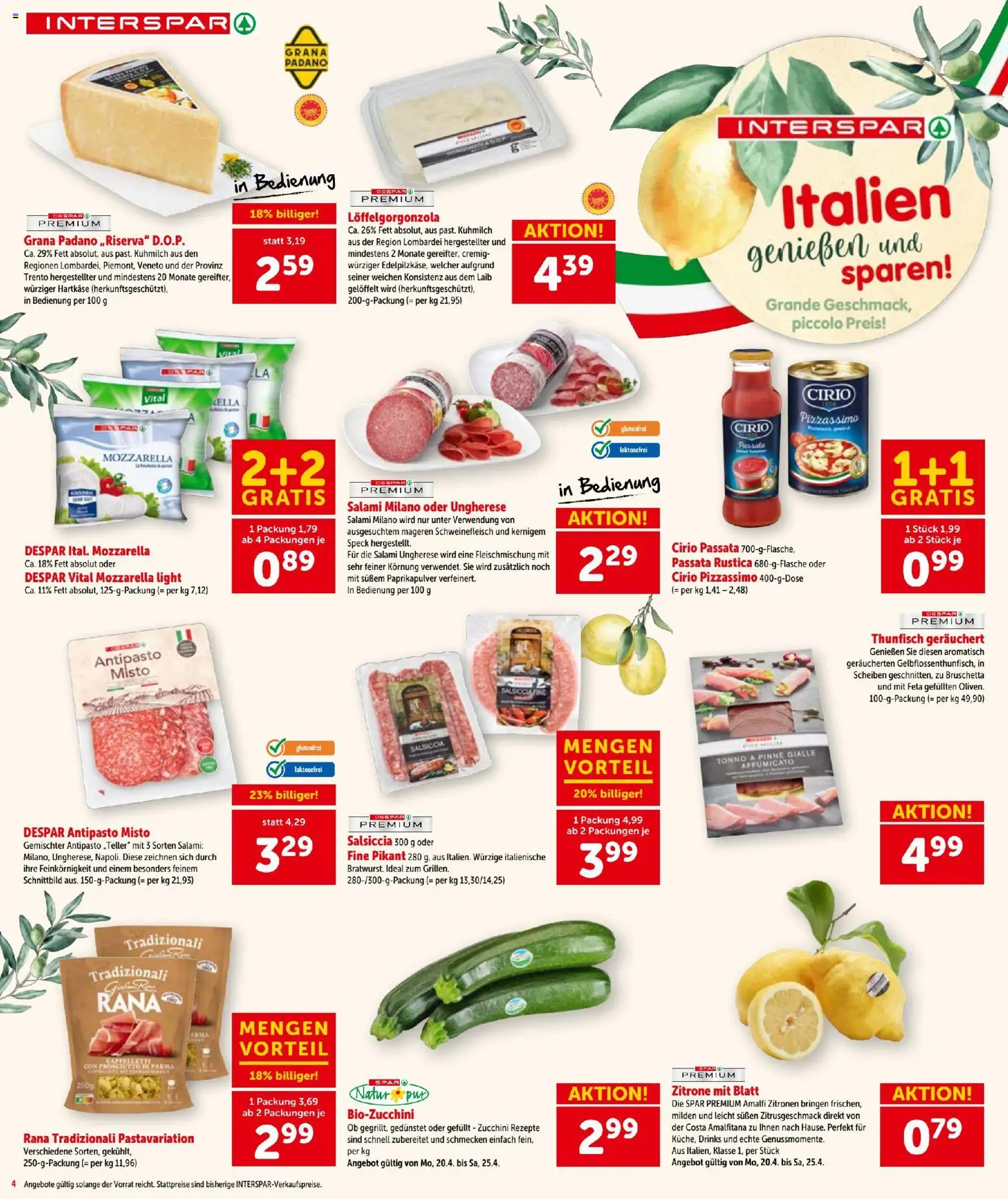 Interspar - Flugblatt gültig ab 23.04.2026 | Seite: 4 | Produkte: Zitrone, Salami, Schweinefleisch