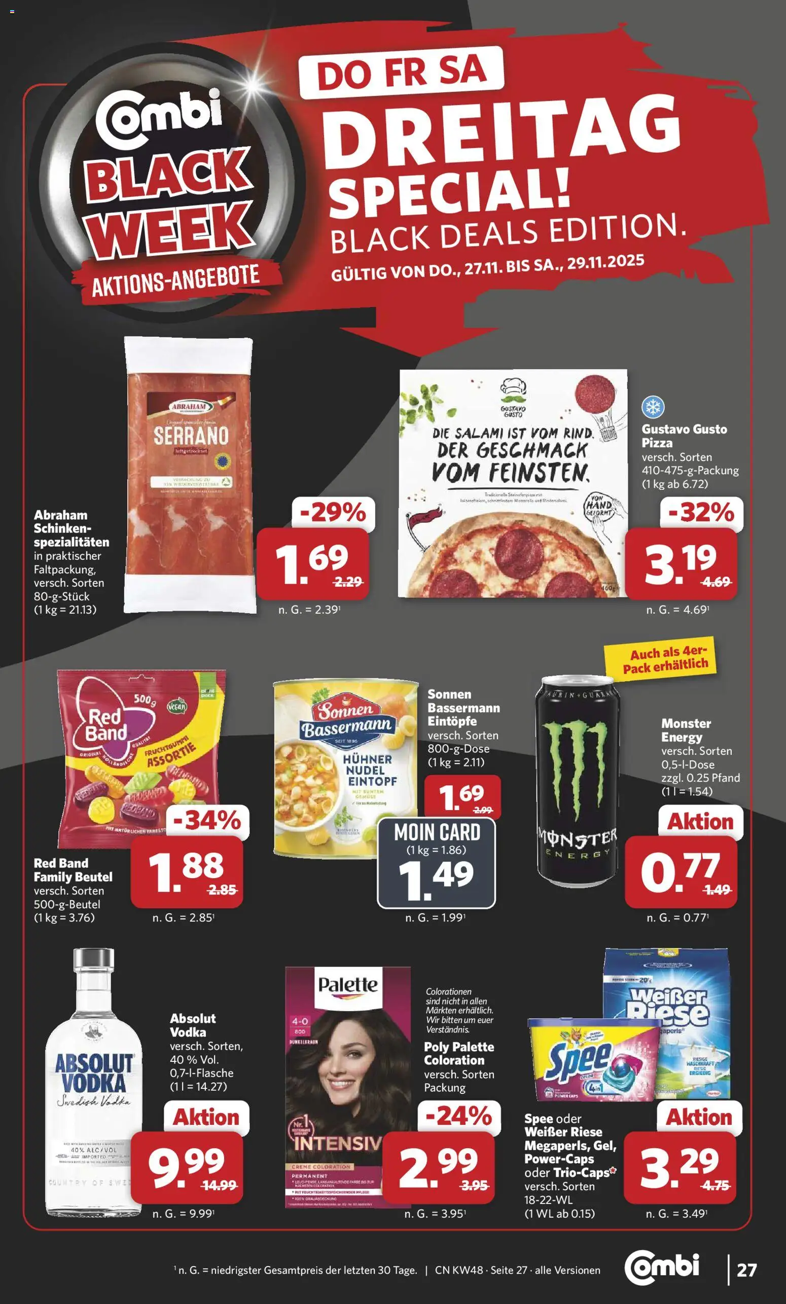 Combi - Black Friday – gültig ab 24.11.2025 | Seite: 29 | Produkte: Creme, Monster, Spee, Salami