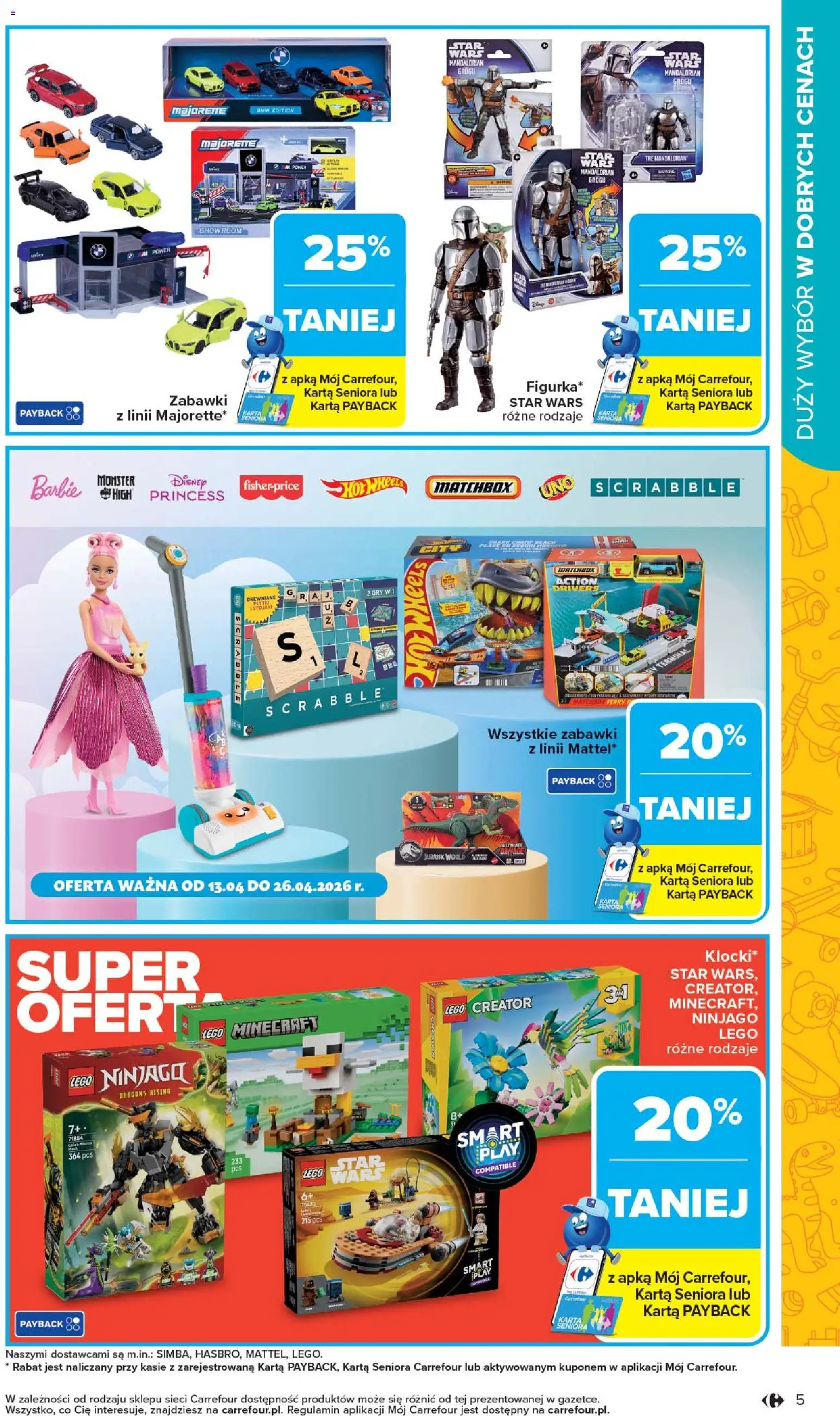 Carrefour gazetka - Łap super okazje od 13.04.2026 | Strona: 5 | Produkty: Karta, Barbie, Lego, Gry