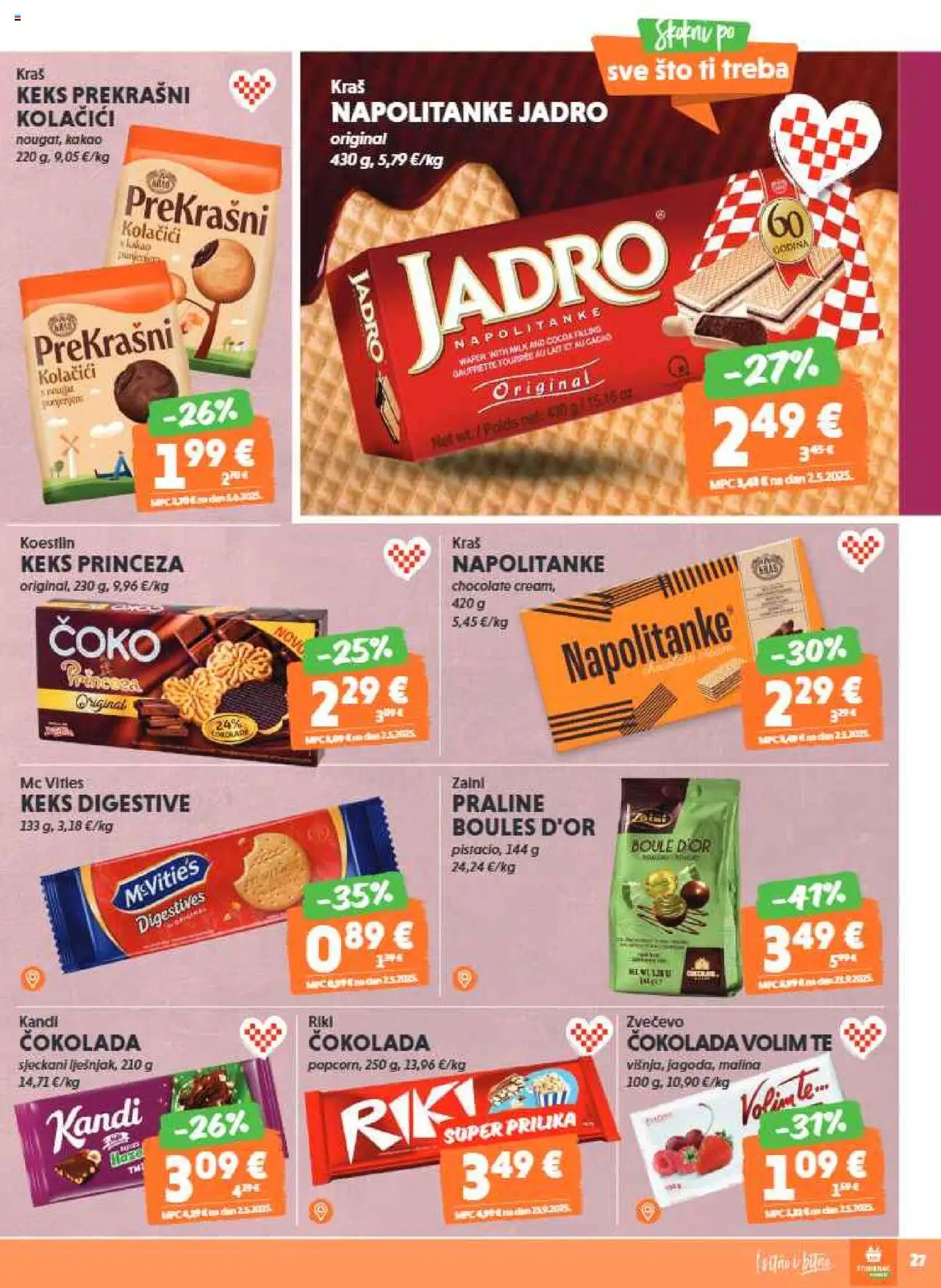 Studenac katalog | vrijedi od 22.10.2025 | Stranica: 27 | Proizvodi: Praline, Keks, Kolačići, Napolitanke