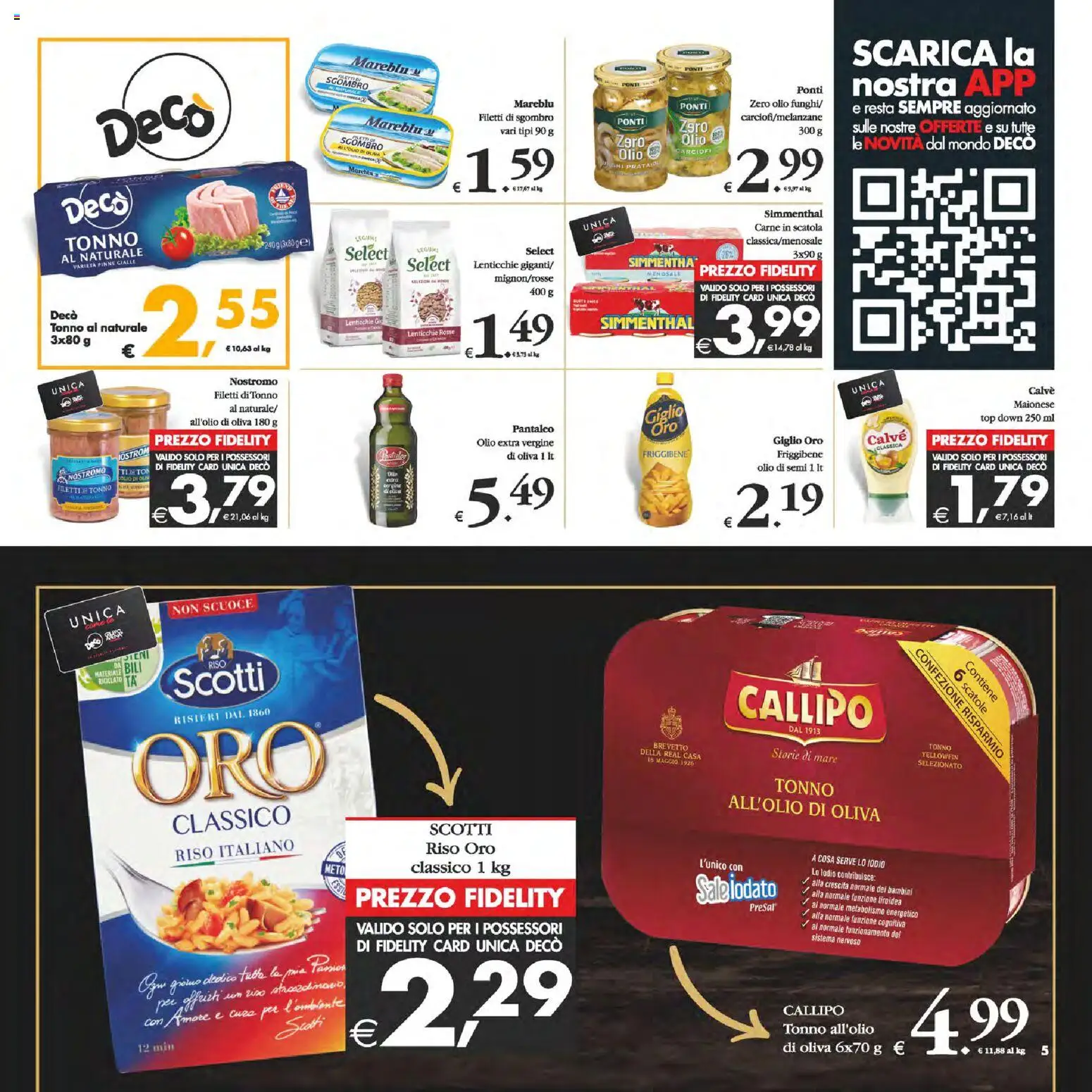 Volantino Decò del 24.10.2025 | Pagina: 5 | Prodotti: Top, Carciofi, Tonno, Olio extra vergine