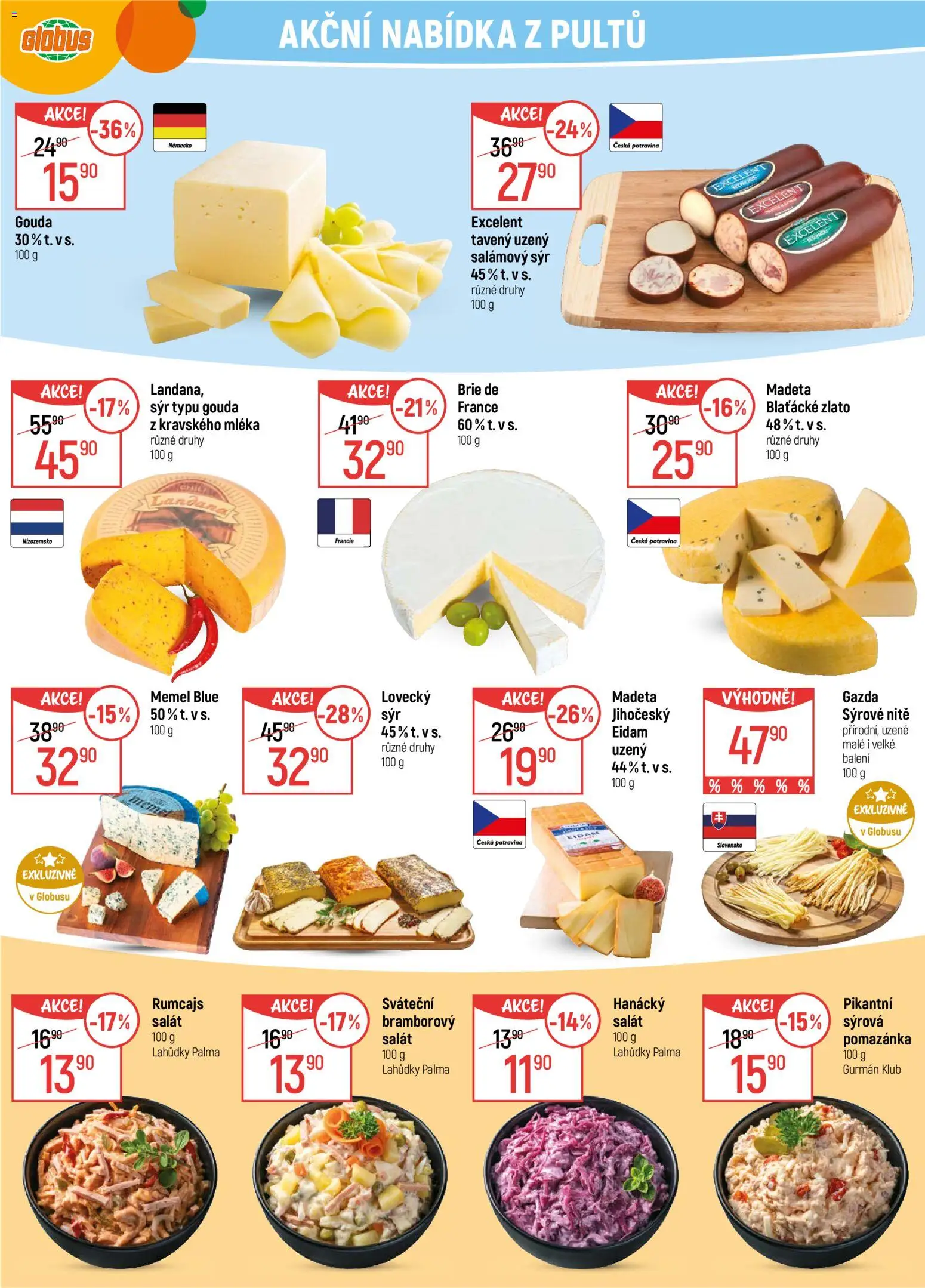 Globus leták - Chomutov od 18.02.2026 | Strana: 9 | Produkty: Gouda, Globus, Salát, Brie