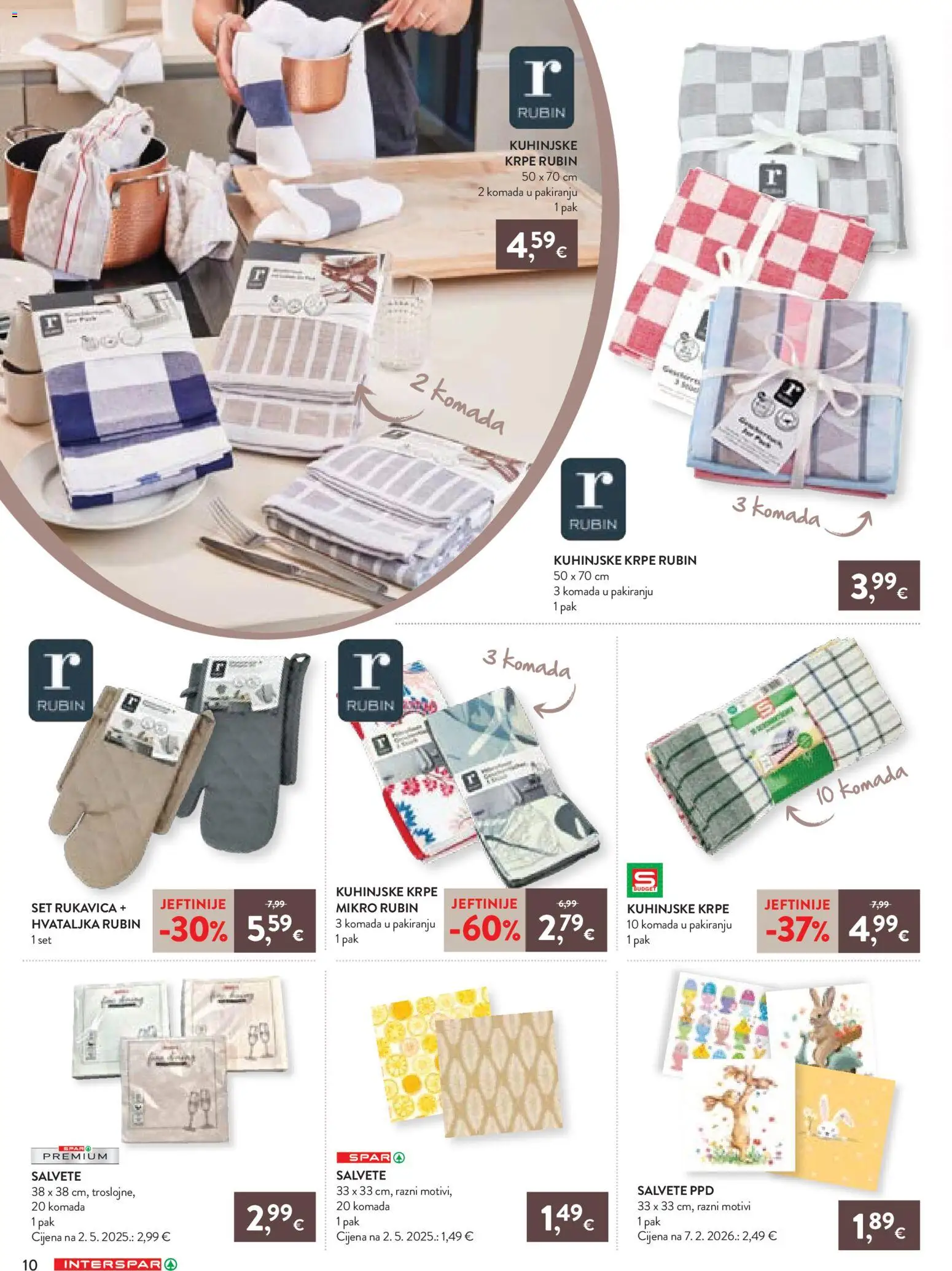 Interspar katalog | vrijedi od 12.03.2026 | Stranica: 10 | Proizvodi: Salvete, Kuhinjske krpe, Hvataljka