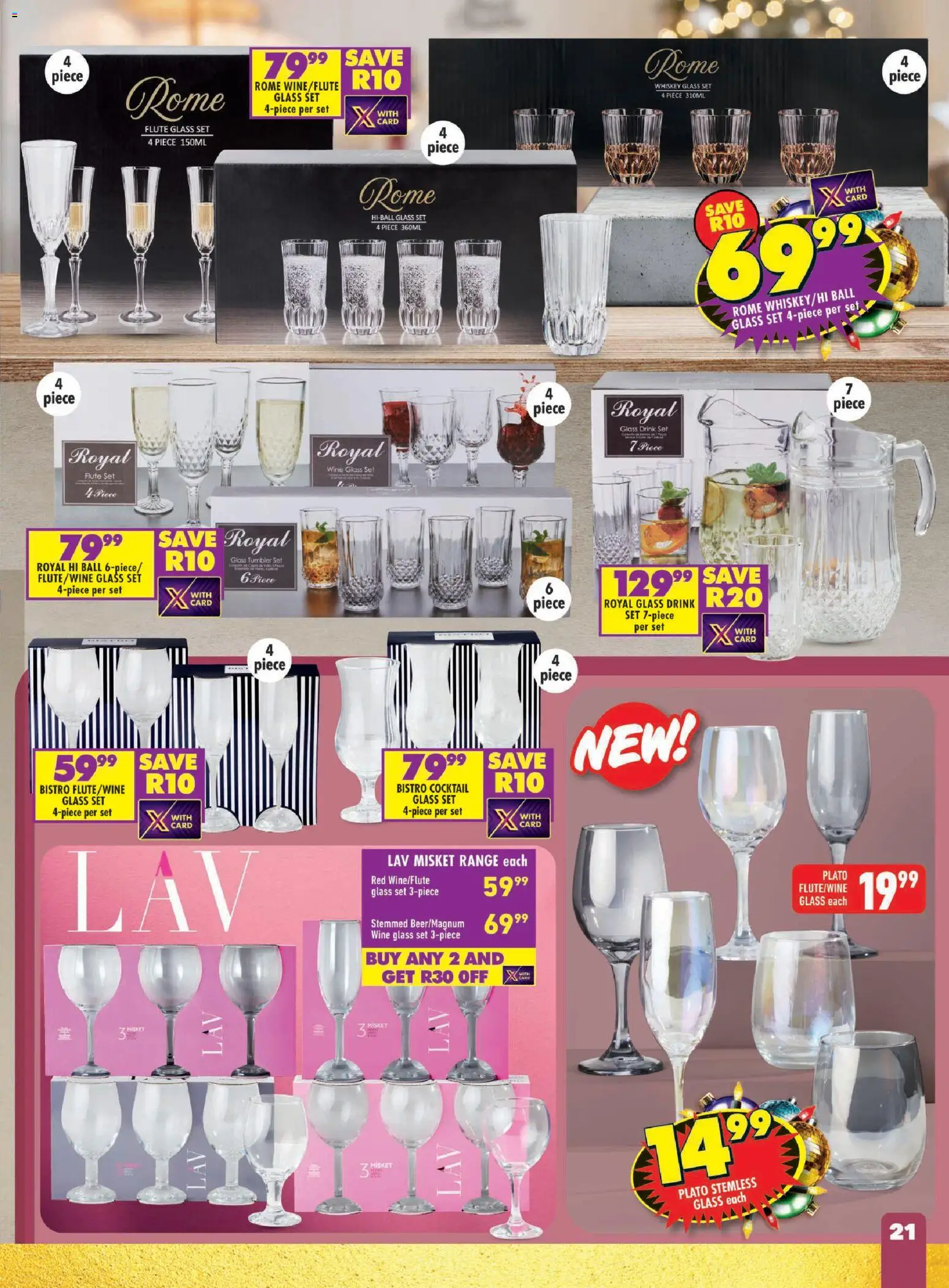 New Shoprite catalogue – valid from 24.11.2025 | Page: 21 | Products: Glass set, Wine, Whiskey