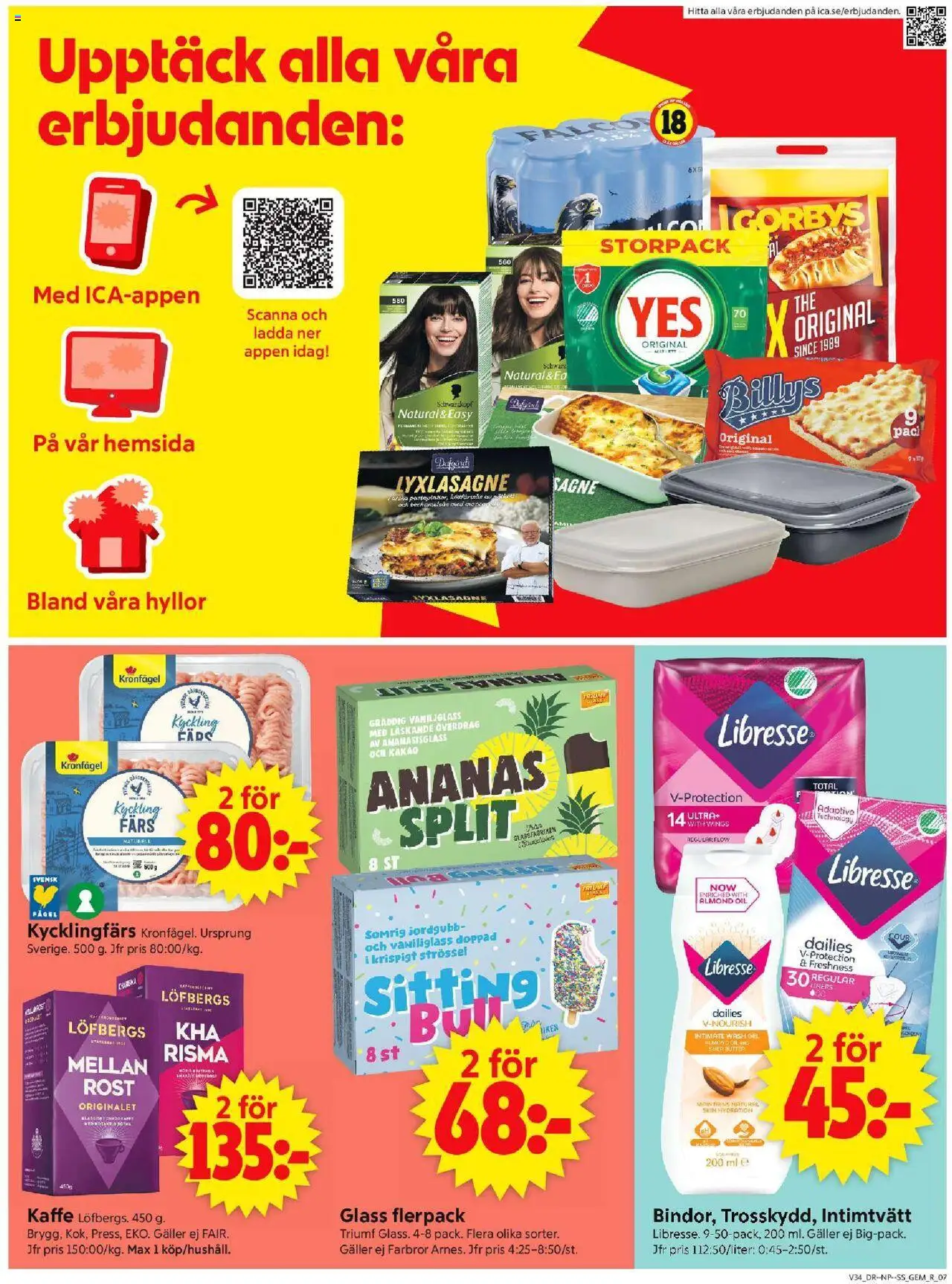ICA Supermarket reklamblad aktuell från 18.08.2025 | Sida: 9 | Produkter: Gem, Kaffe, Ananas, Glass