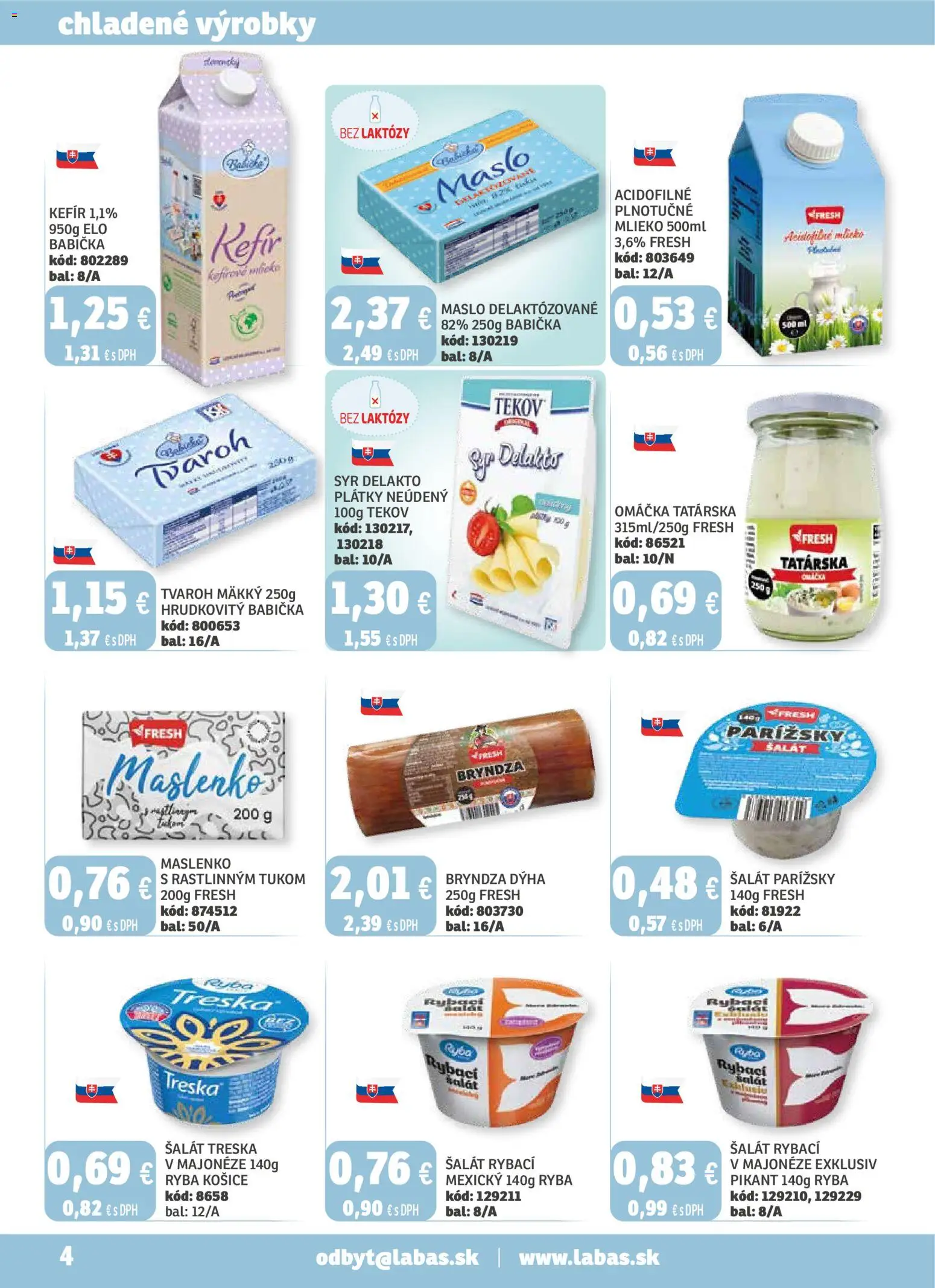 Nové Labaš akcie – leták je platný od 01.01.2026 | Strana: 4 | Produkty: Syr, Bryndza, Ryba, Tvaroh