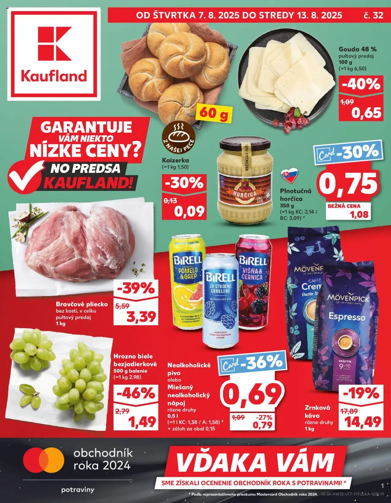 Kaufland SK akciós ujság - amely érvényes a következő dátumtól: 07.08.2025 | Oldal: 1 | Termékek: Radler, Pomelo, Gouda