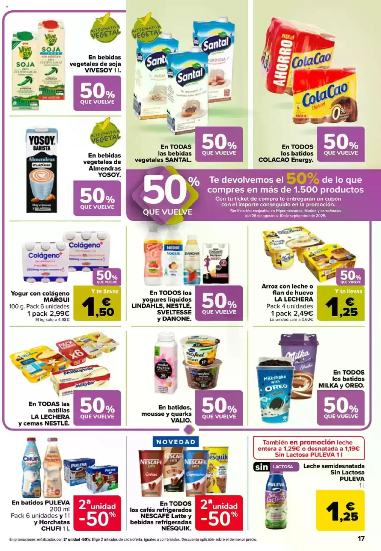 Carrefour folleto │ válido desde el 08.08.2025 | Página: 19 | Productos: Leche entera, Leche, Arroz, Té