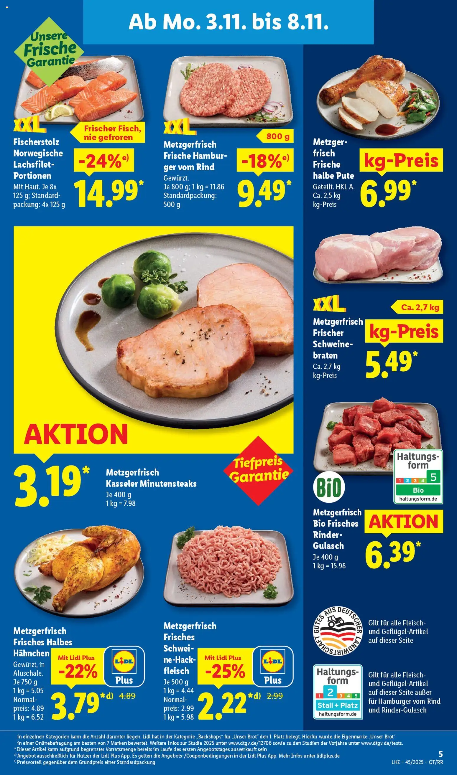 Lidl Prospekt Bestwig – gültig ab 03.11.2025 | Seite: 9 | Produkte: Pute, Hahnchen, Gulasch, Fleisch