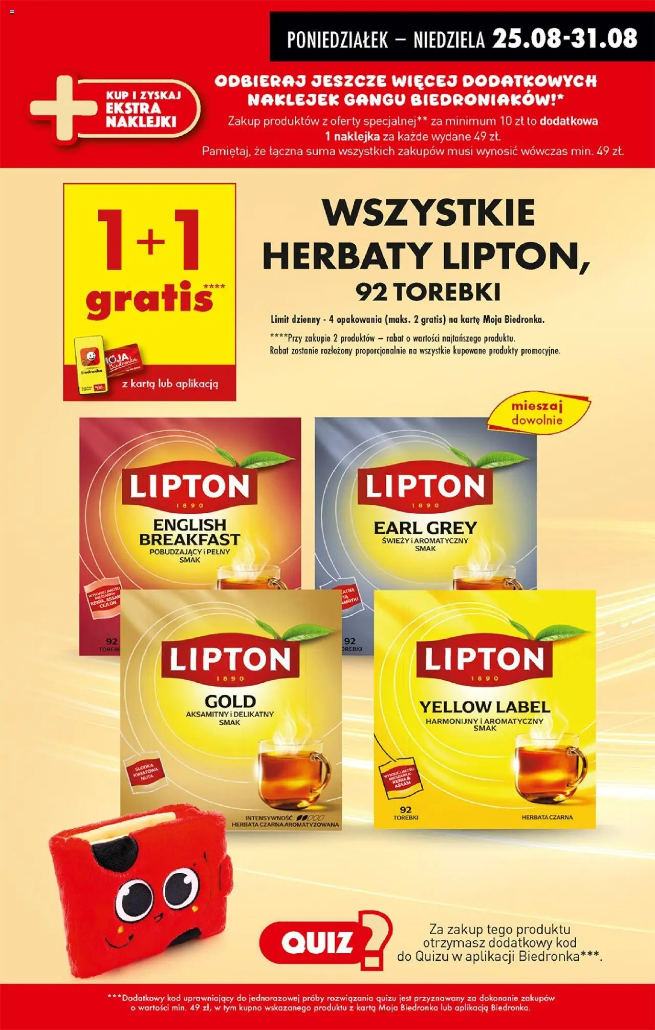 Biedronka gazetka od 25.08.2025 | Strona: 39 | Produkty: Karta, Naklejki, Herbata, Torebki