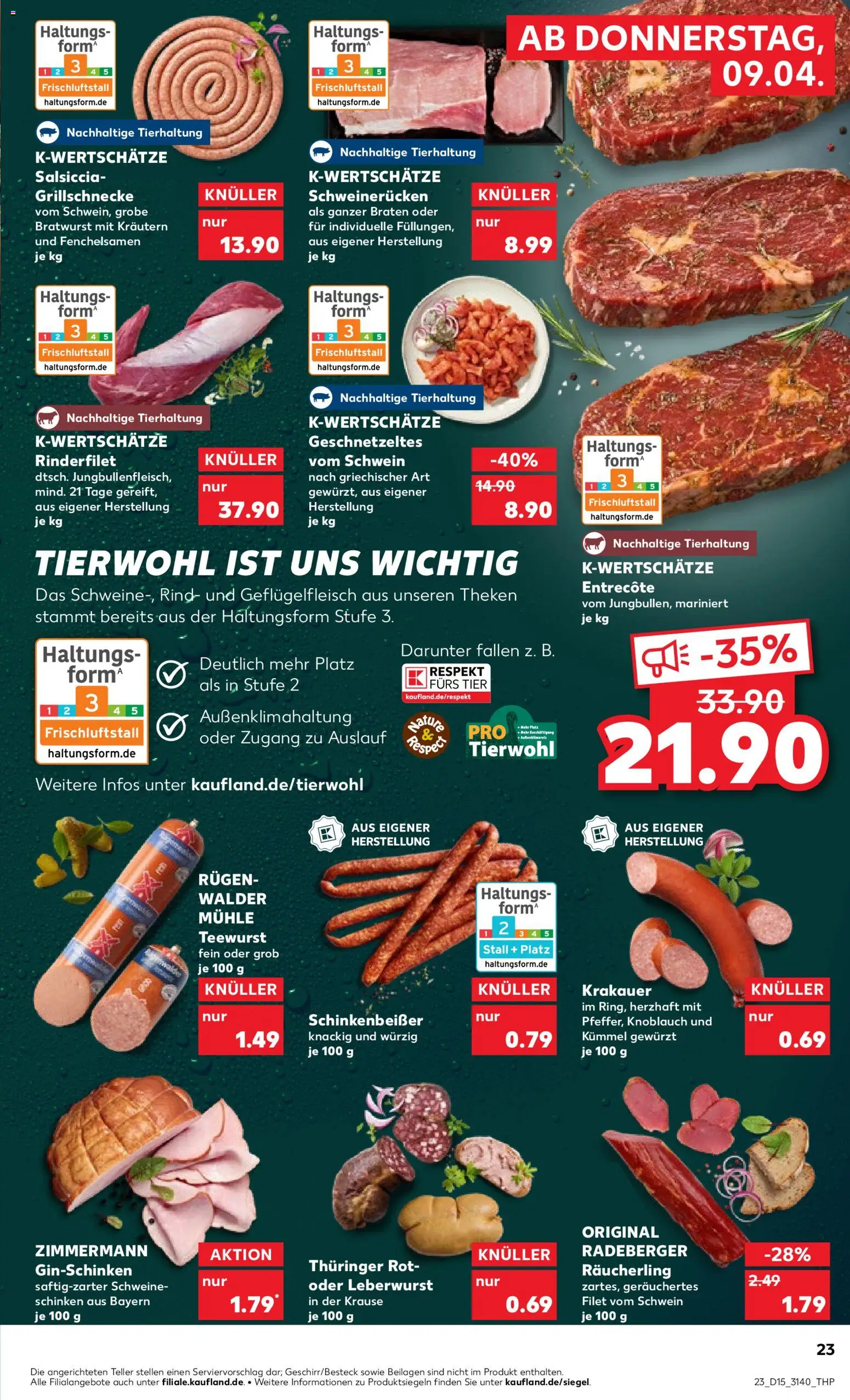 Kaufland Prospekt Leipzig	 – gültig ab 09.04.2026 | Seite: 23 | Produkte: Bratwurst, Entrecote, Knoblauch, Schinken