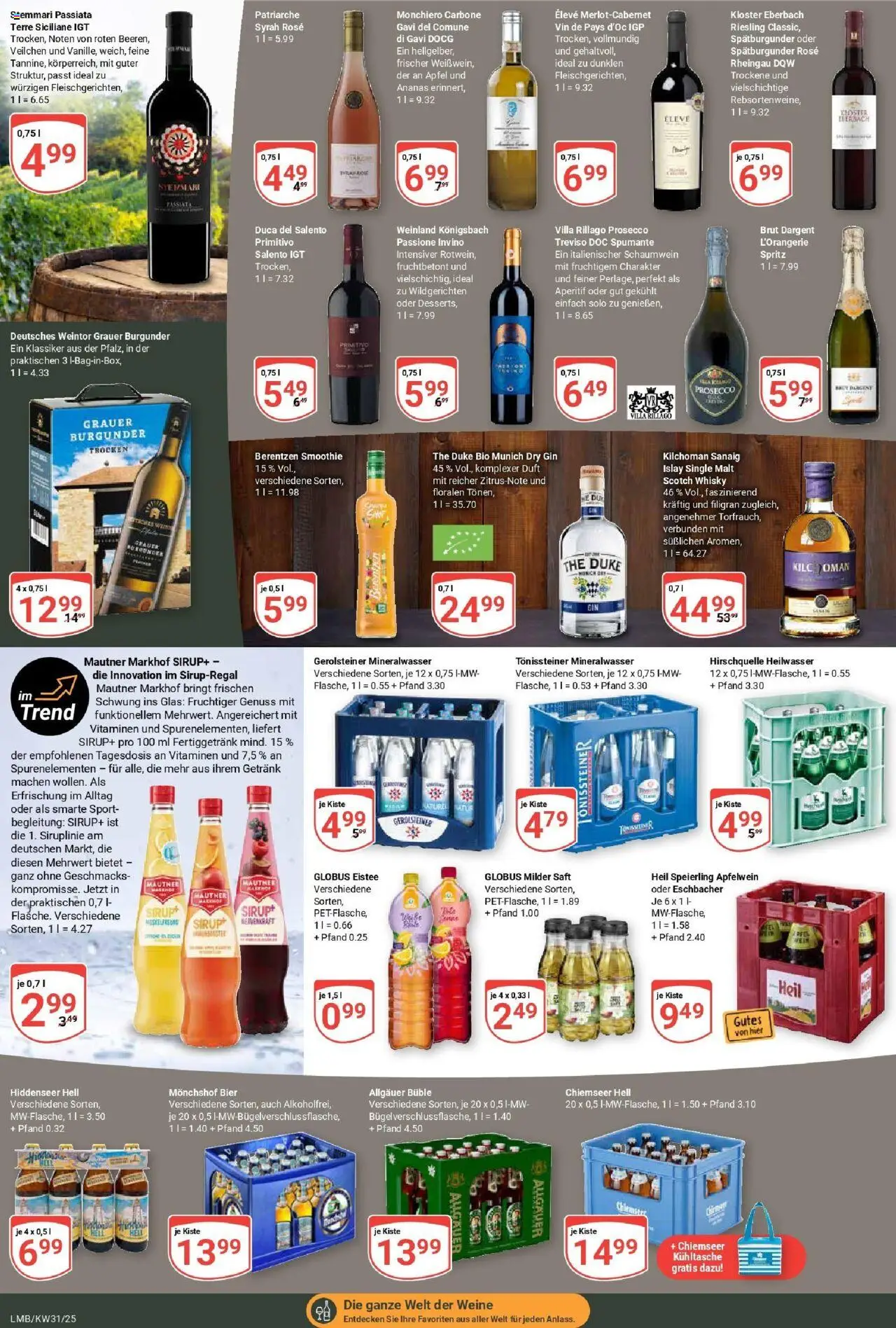 Globus prospekt Limburg	 - gültig ab dem 28.07.2025 | Seite: 18 | Produkte: Whisky, Bier, Duft, Mineralwasser