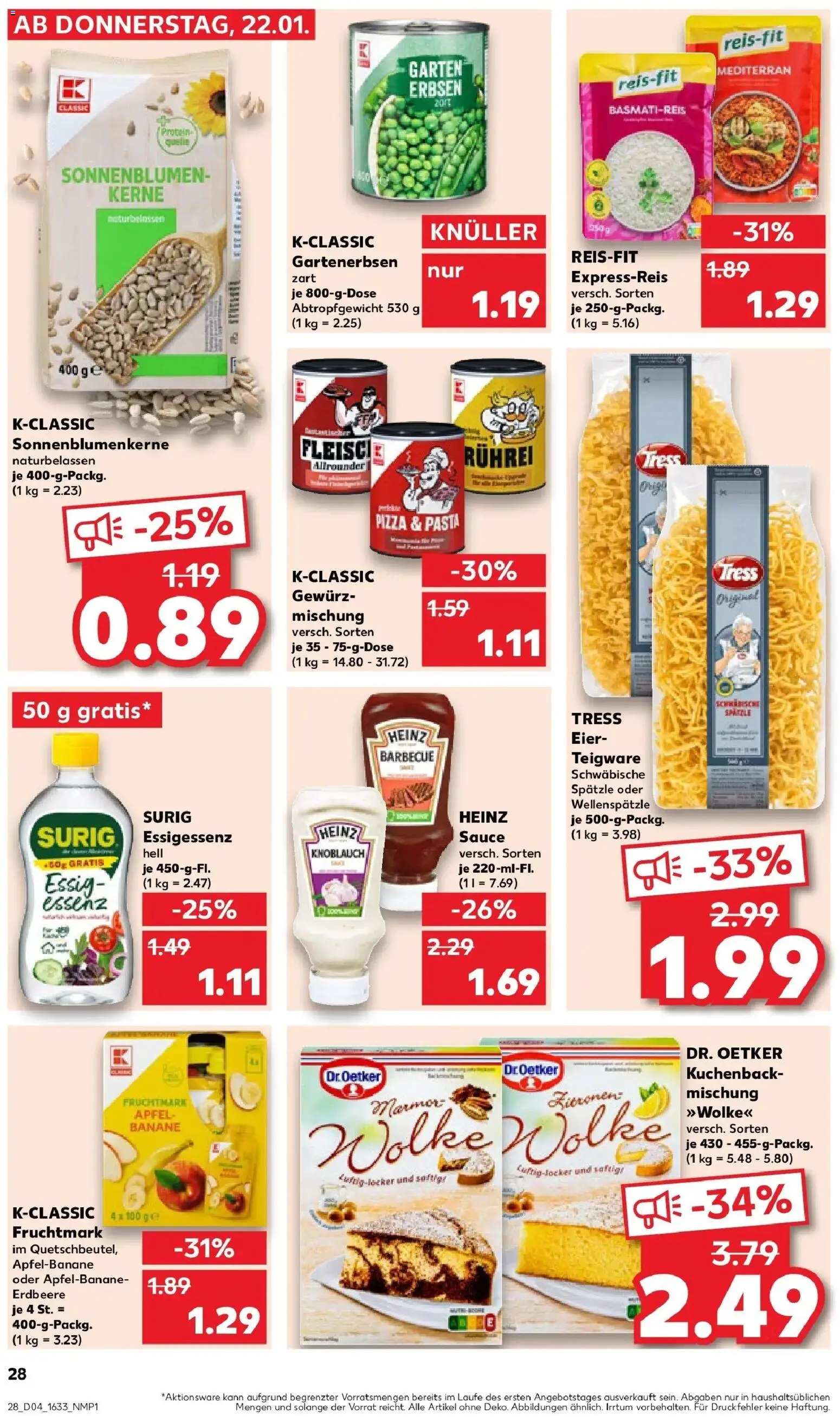 Kaufland prospekt München	 – gültig ab 22.01.2026 | Seite: 28 | Produkte: Basmatireis, Äpfel, Knoblauch, Erbsen