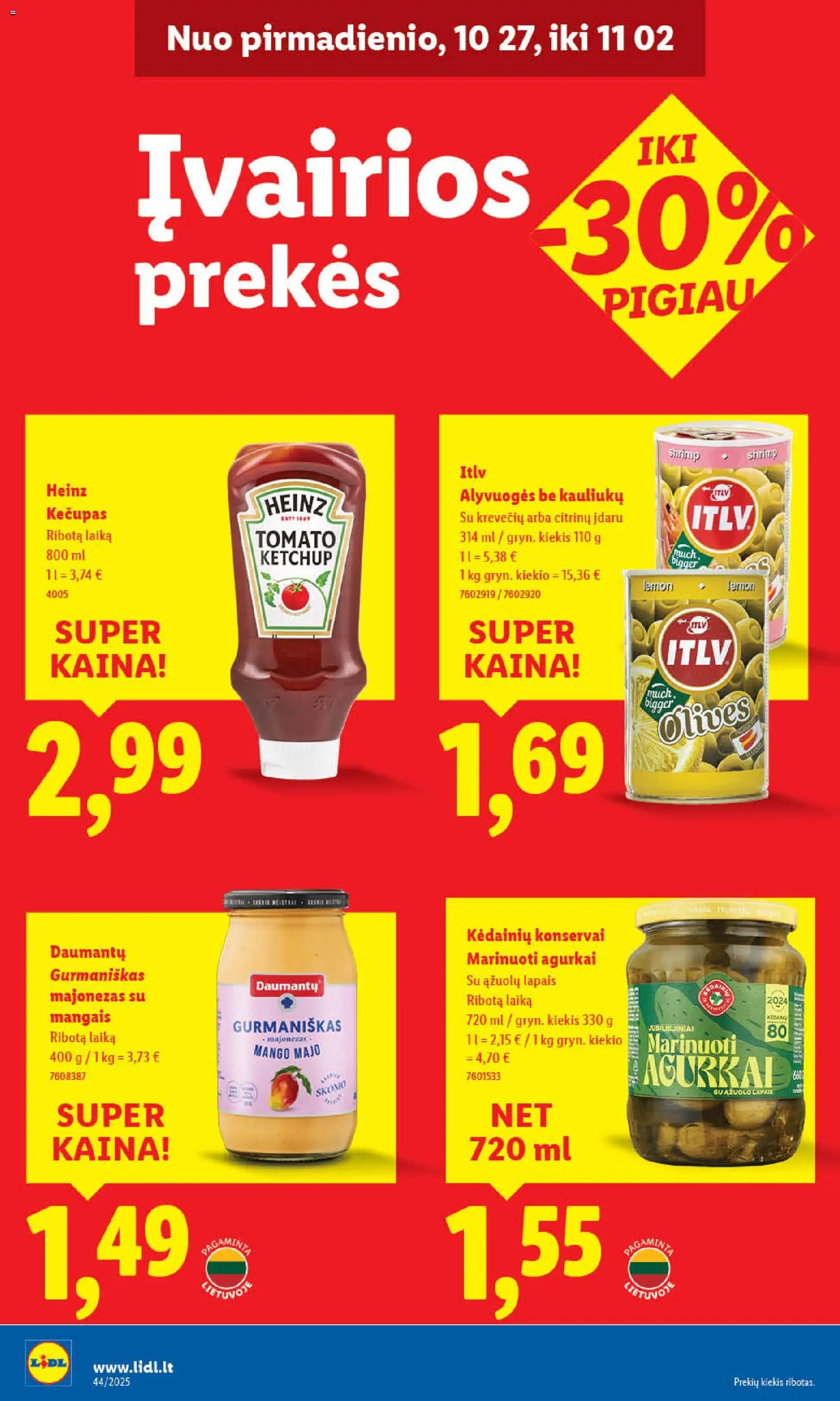 LIDL akcijos nuo 27.10.2025 | Puslapis: 36 | Prekių: Agurkai, Konservai, Majonezas, Kečupas