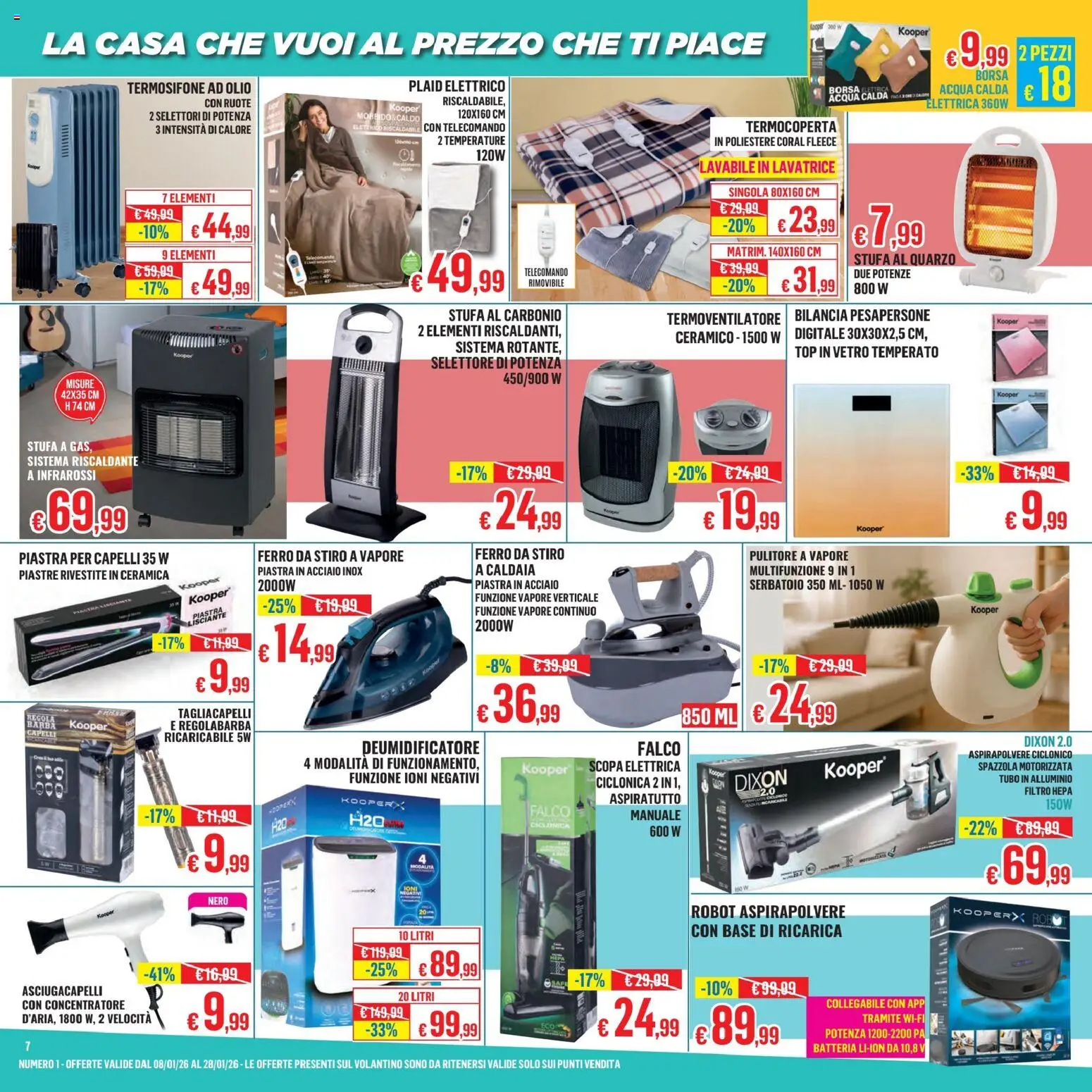 Volantino Satur del 08.01.2026 | Pagina: 7 | Prodotti: Stufa, Borsa, Alluminio, Ferro da stiro