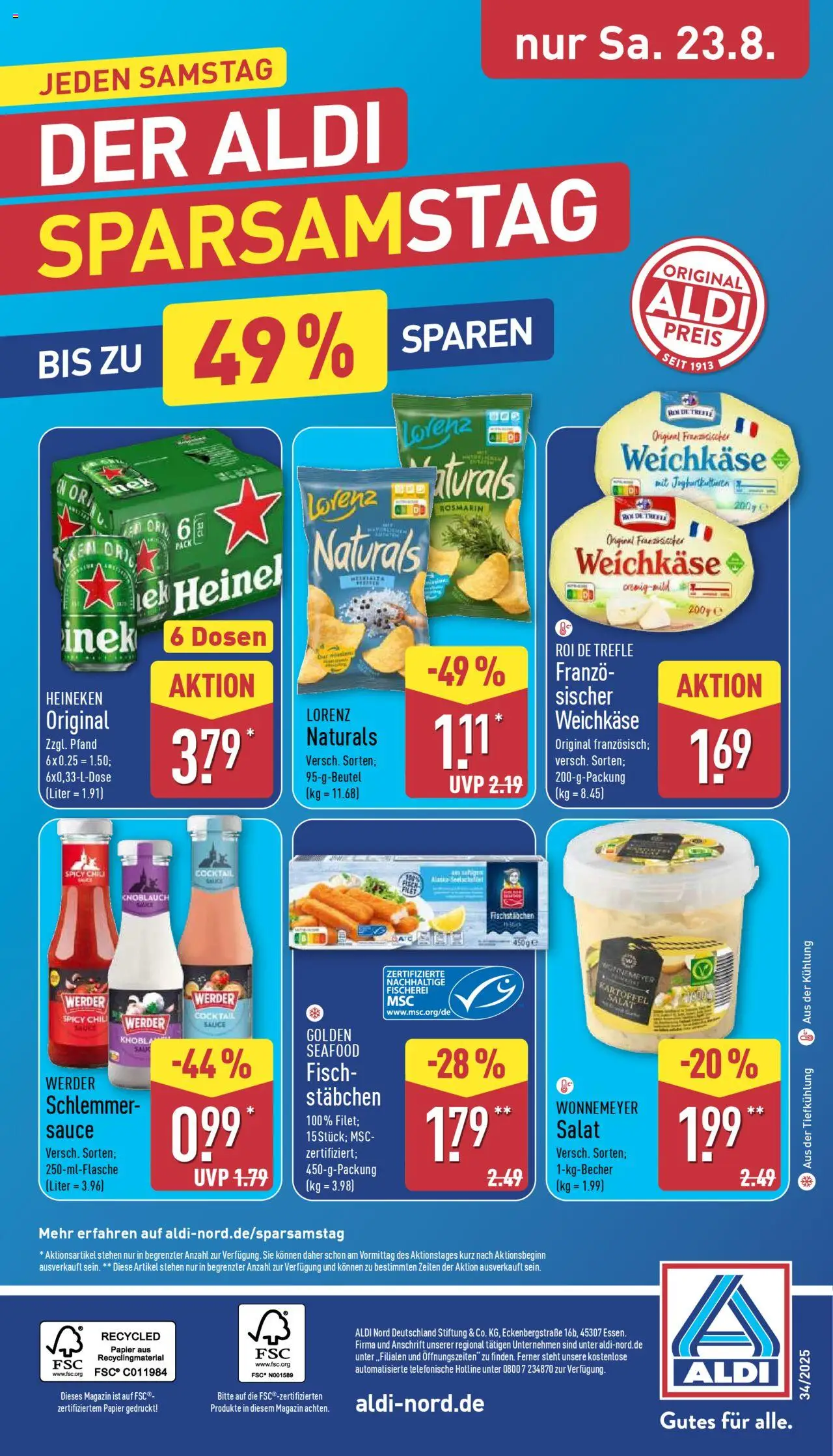 Aldi Prospekt 	 - gültig ab dem 18.08.2025 | Seite: 36 | Produkte: Heineken, Fisch, Fischstabchen, Knoblauch