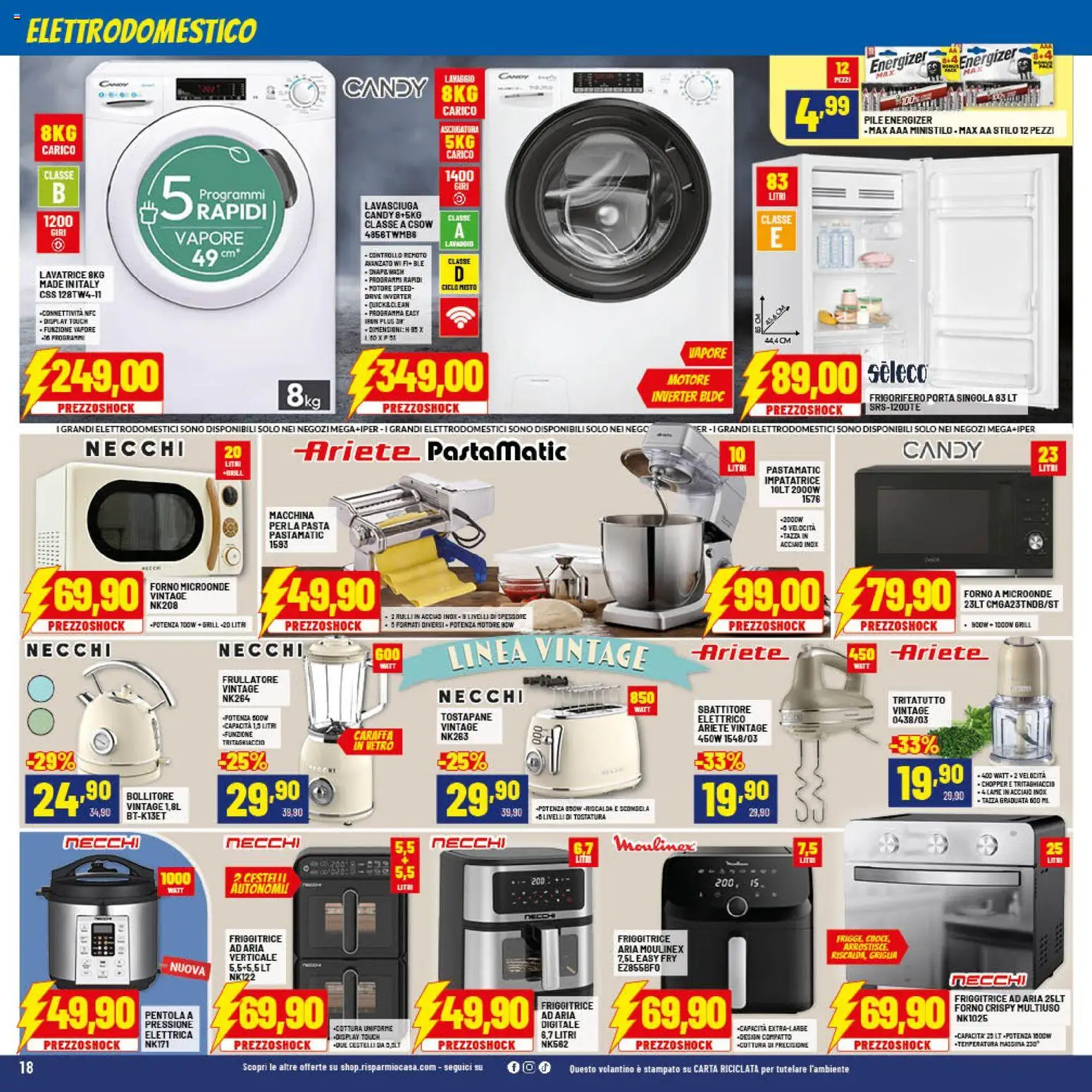 Volantino RisparmioCasa del 23.04.2026 | Pagina: 18 | Prodotti: Tritatutto, Lavatrice, Frigorifero, Griglia