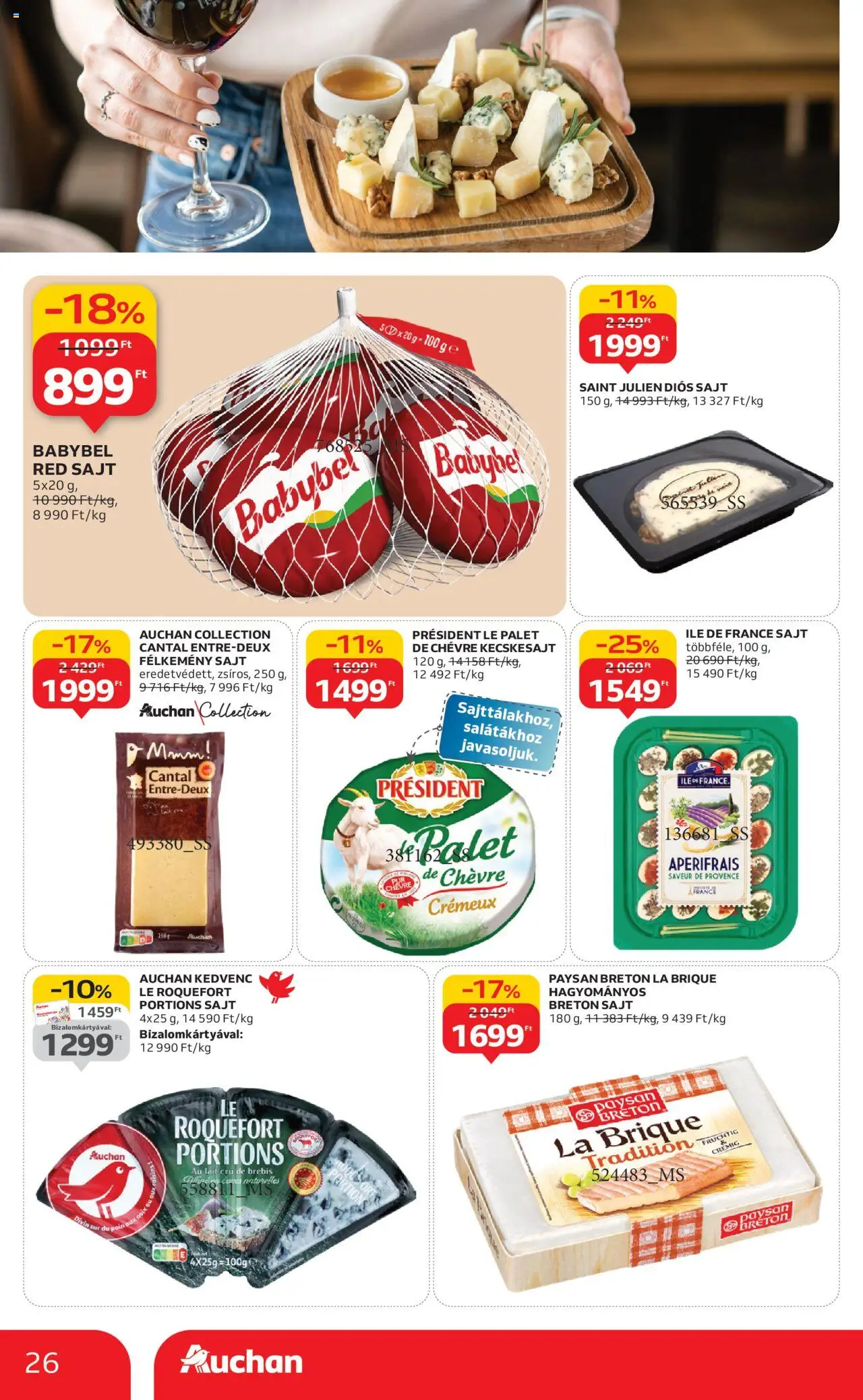 Auchan akciós ujság - amely érvényes a következő dátumtól: 09.10.2025 | Oldal: 26 | Termékek: Kecskesajt, Sajt