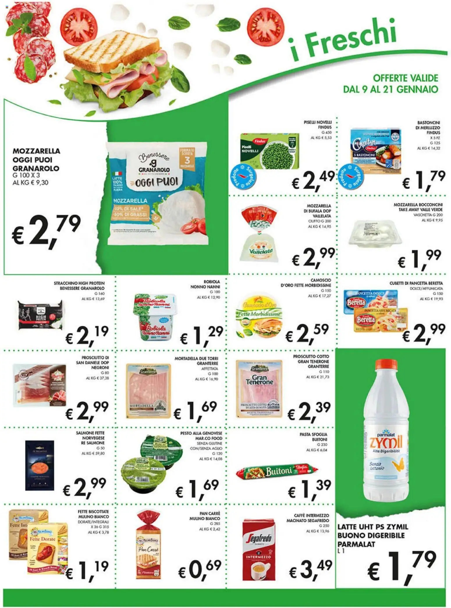 Volantino Coal del 09.01.2026 | Pagina: 10 | Prodotti: Prosciutto Cotto, Salmone, Latte, Pesto