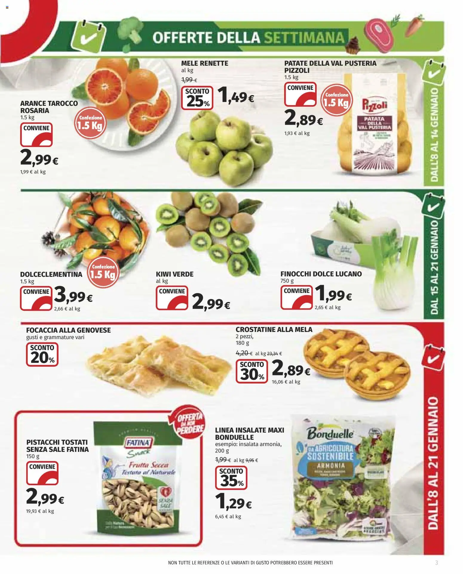 Volantino COOP del 08.01.2026 | Pagina: 3 | Prodotti: Arance, Insalata, Finocchi, Pistacchi