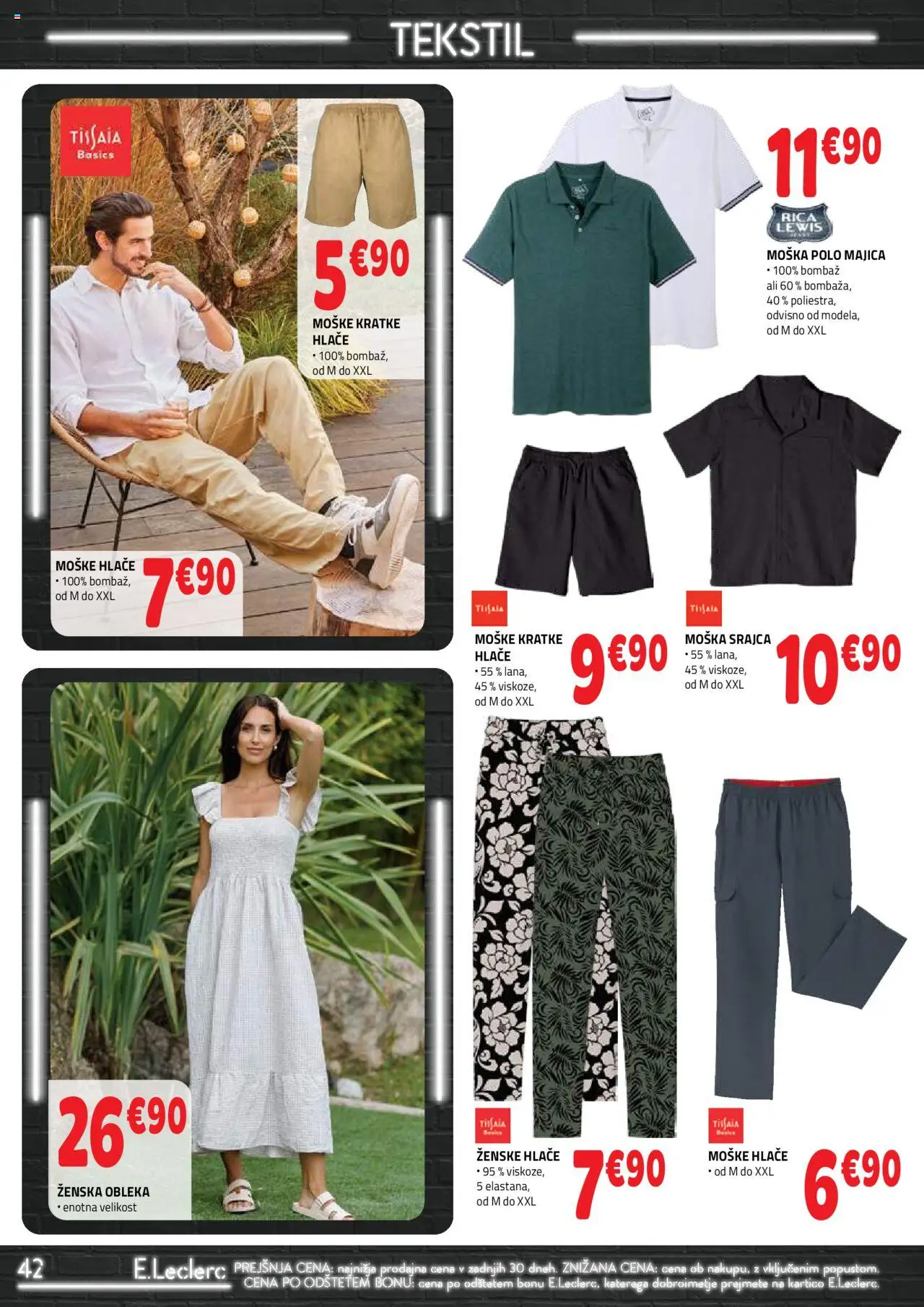 E.leclerc katalog │ velja od 20.08.2025 | Stran: 42 | Izdelki: Srajca, Majica, Hlace, Obleka
