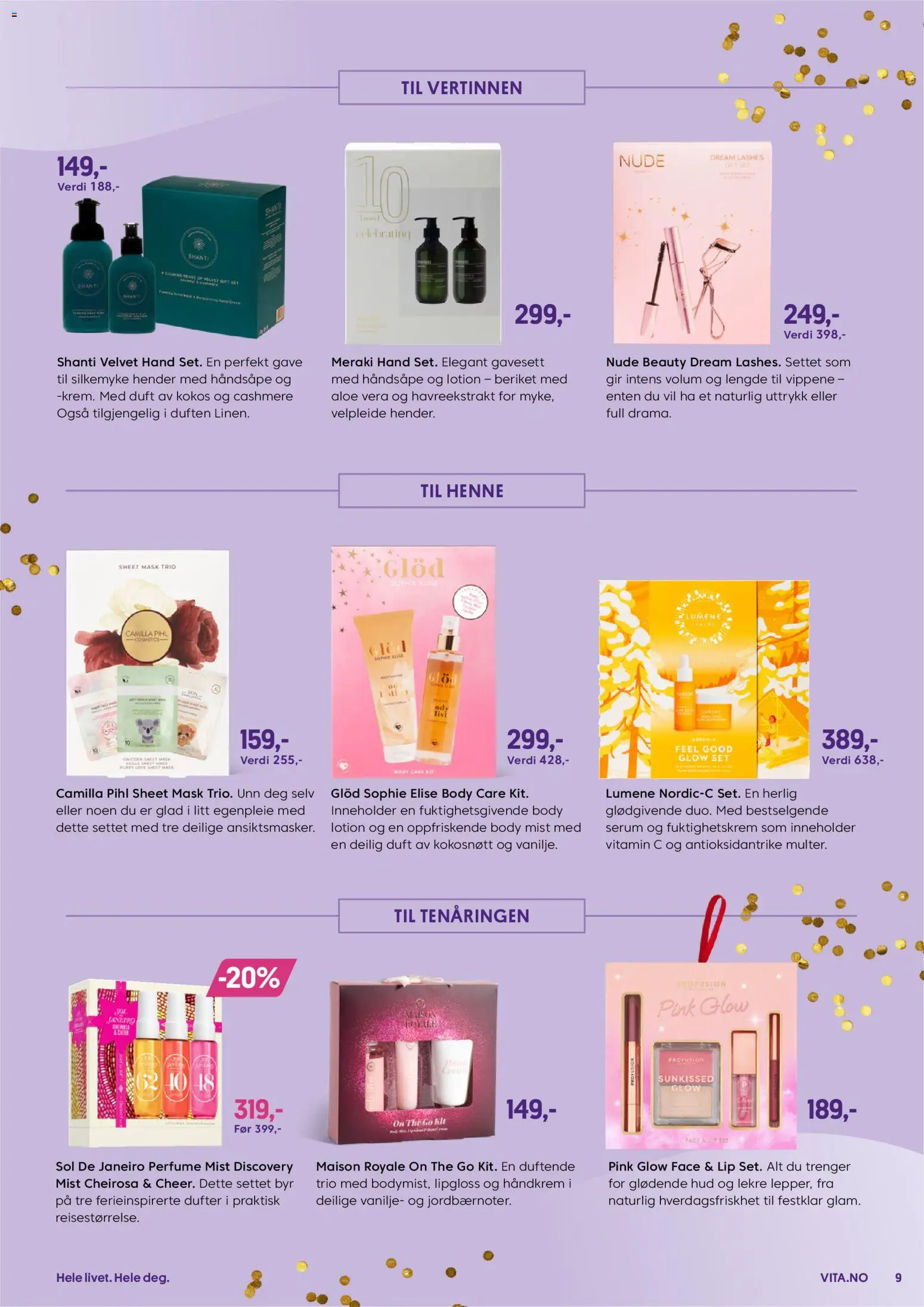 {H1} | Side: 9 | Produkter: Fuktighetskrem, Gavesett, Duft, Lipgloss