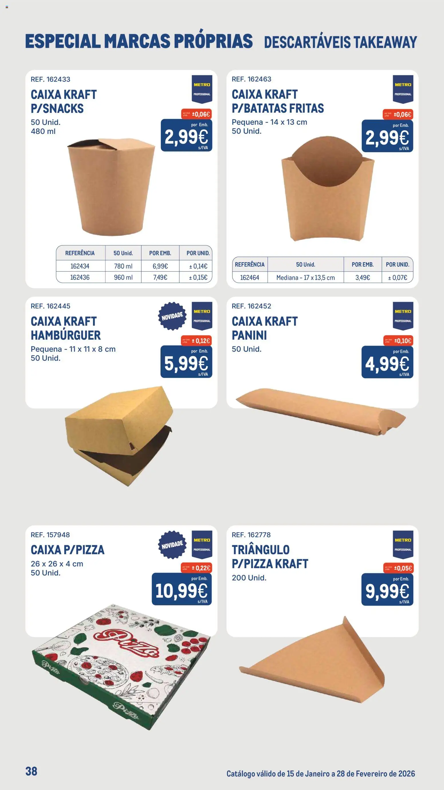 Makro Especial Marcas Próprias  │ válido de 15.01.2026 | Página: 38 | Produtos: Hambúrguer, Caixa, Pizza