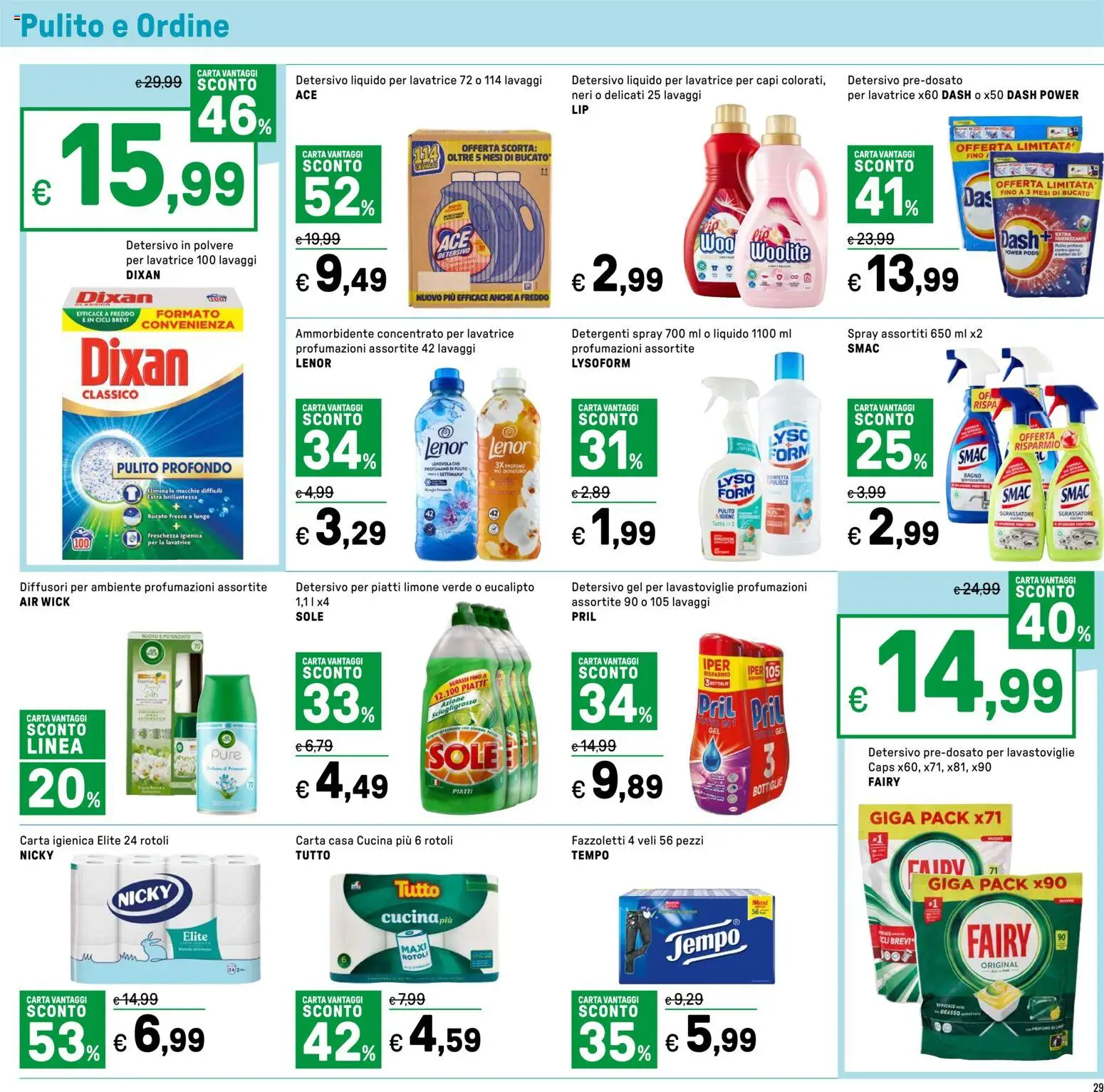Volantino Iper del 16.04.2026 | Pagina: 29 | Prodotti: Fazzoletti, Lavatrice, Lavastoviglie, Lenzuola