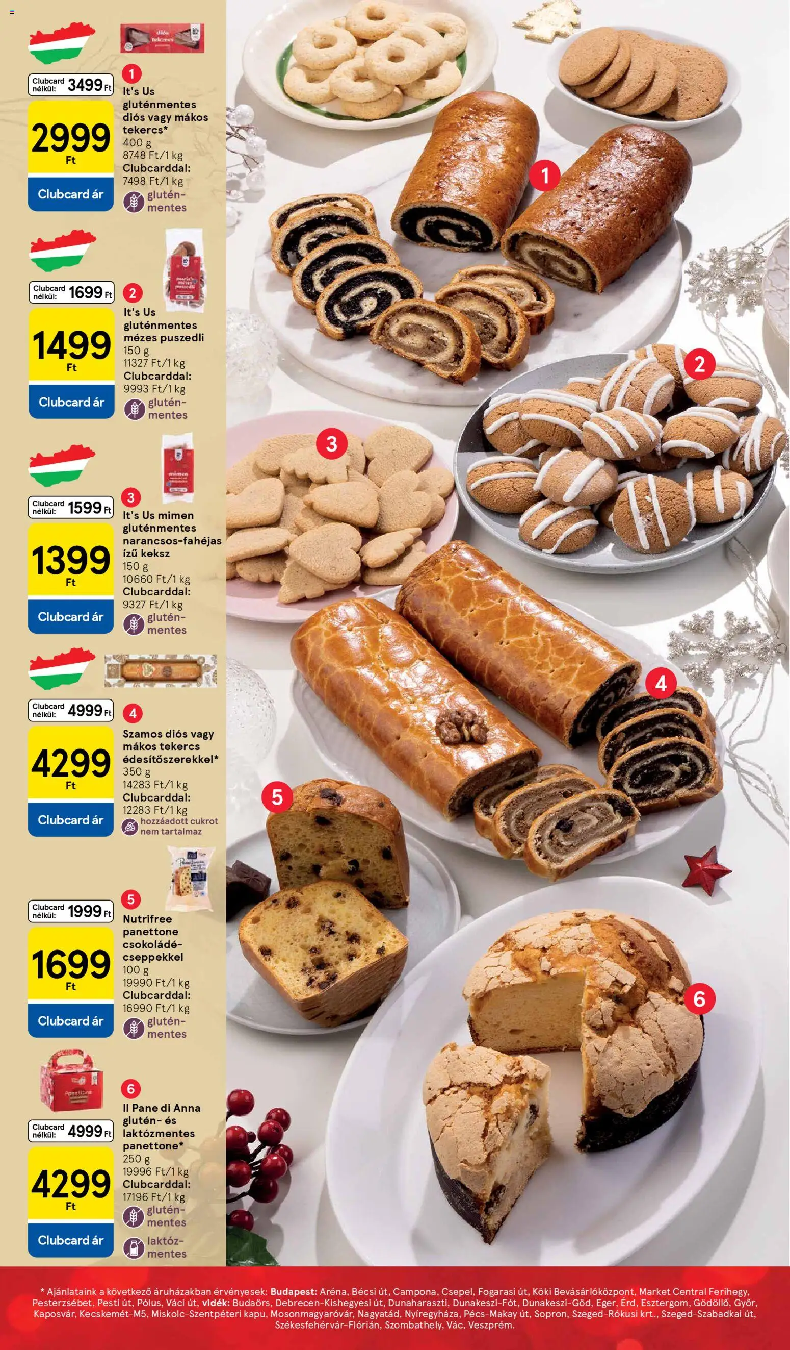 Tesco akciós ujság - amely érvényes a következő dátumtól: 26.11.2025 | Oldal: 16 | Termékek: Panettone, Csokoládé, Gluténmentes, Keksz